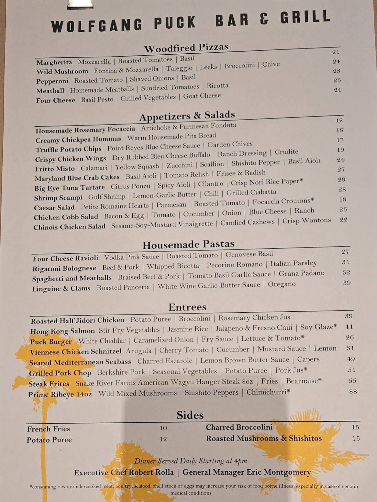 Menu at Wolfgang Puck Bar & Grill, Las Vegas, S Las Vegas Blvd
