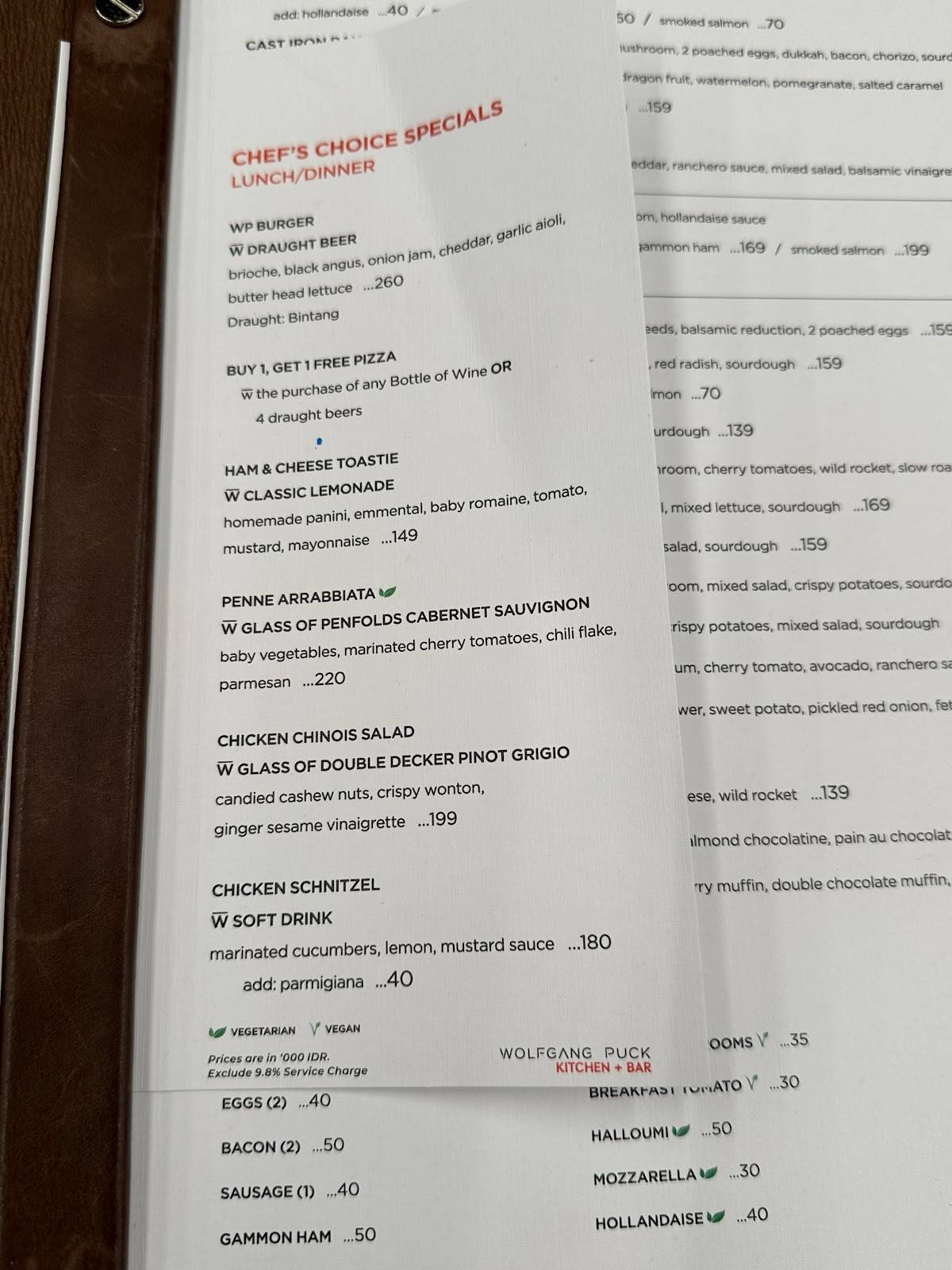Menu at Wolfgang Puck Kitchen + Bar, The Villages