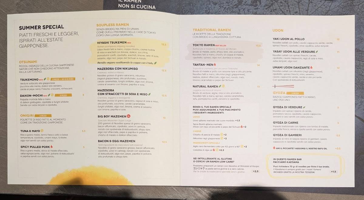 Menu di Yume Ramen | Rimini 