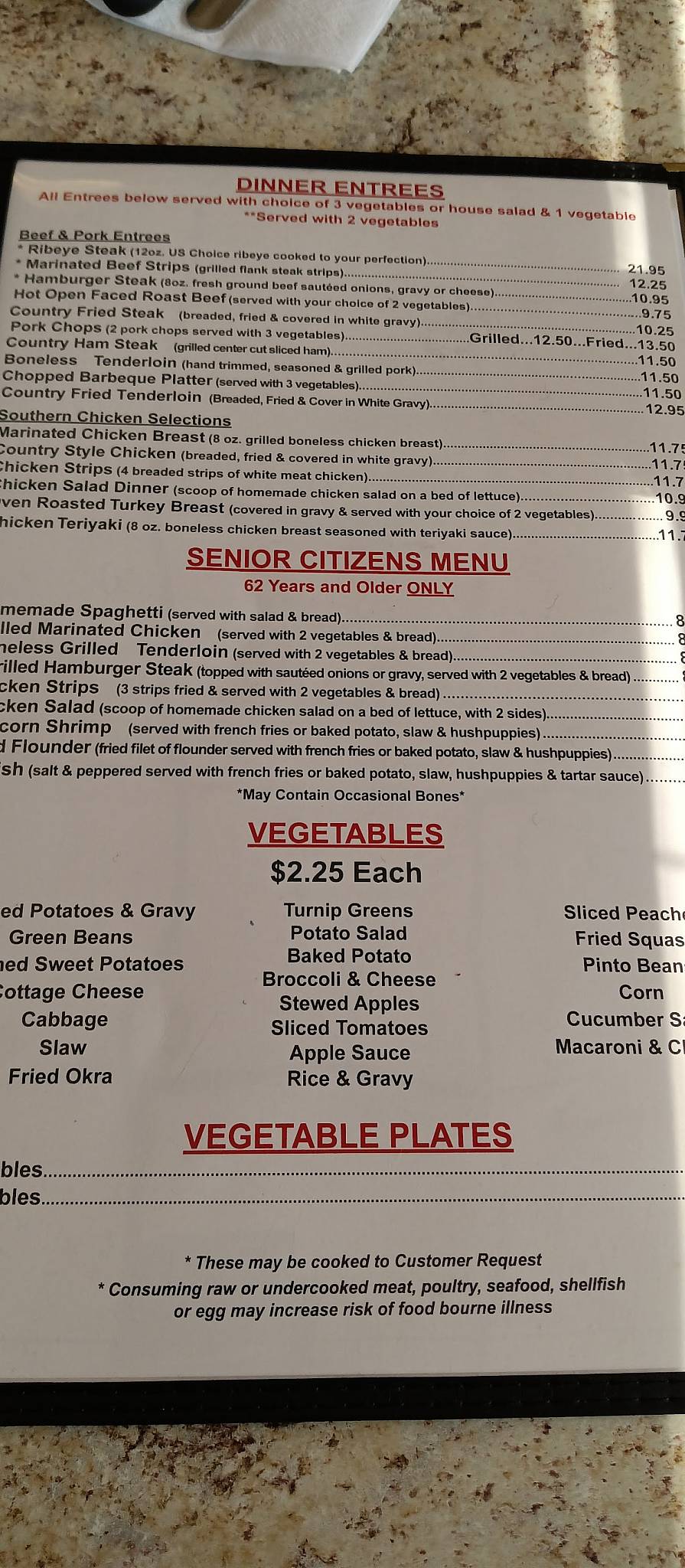 Menu at ZOE'S FAMILY RESTAURANT, WinstonSalem