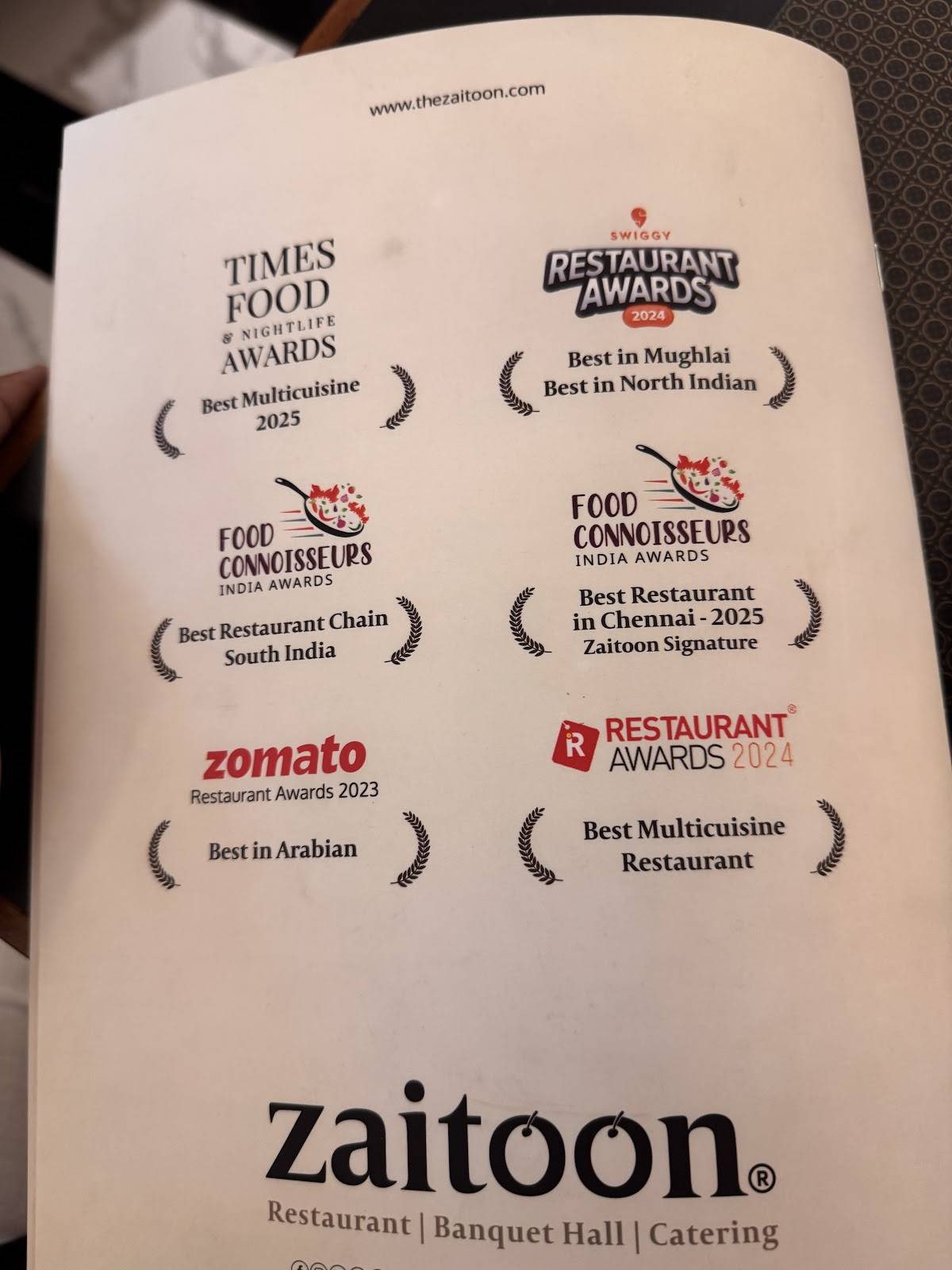 Zaitoon Restaurant & Grill Calicut menu