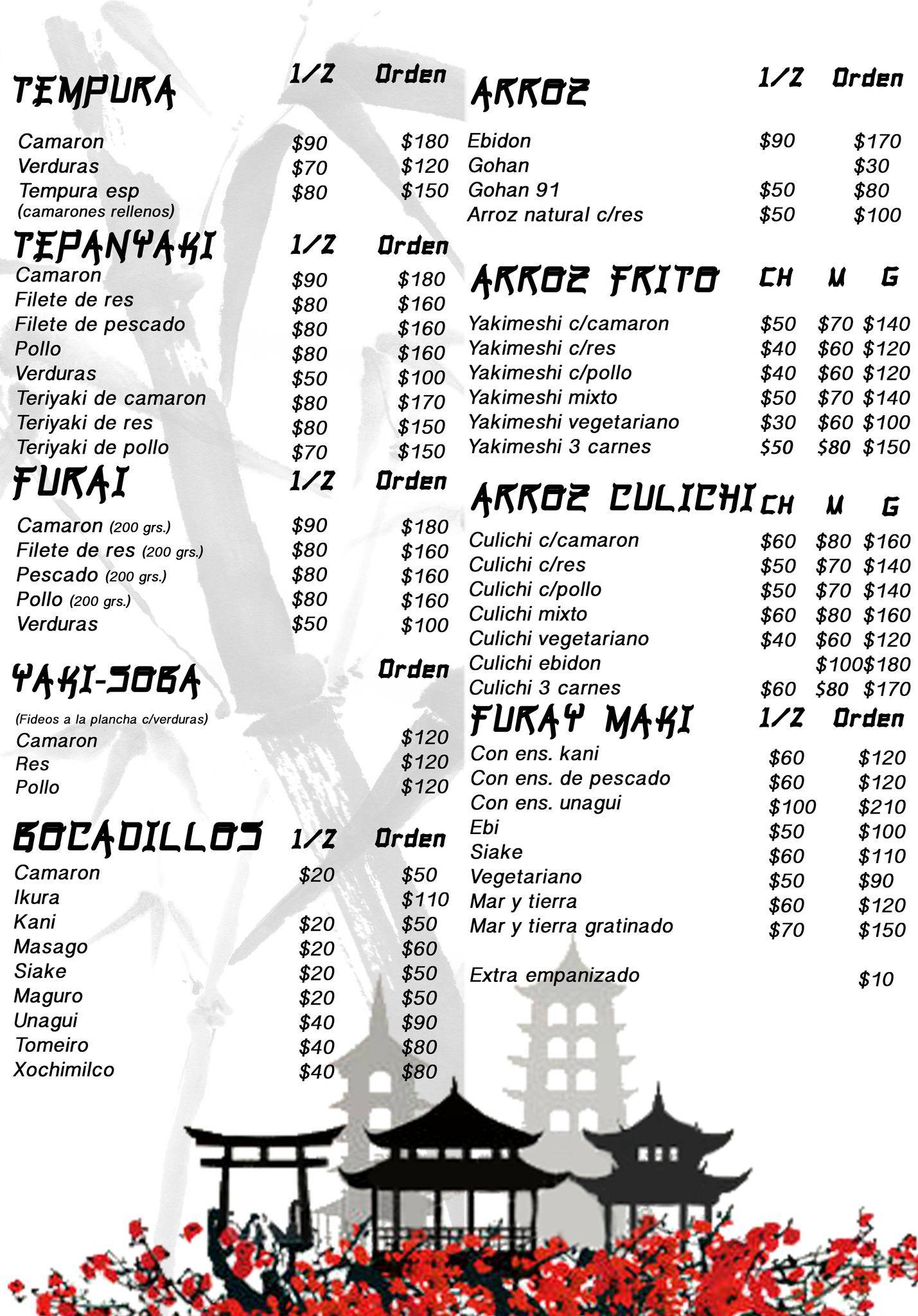 Carta del restaurante Inari Sushi to Go, Zapopan, Calzada Central 19