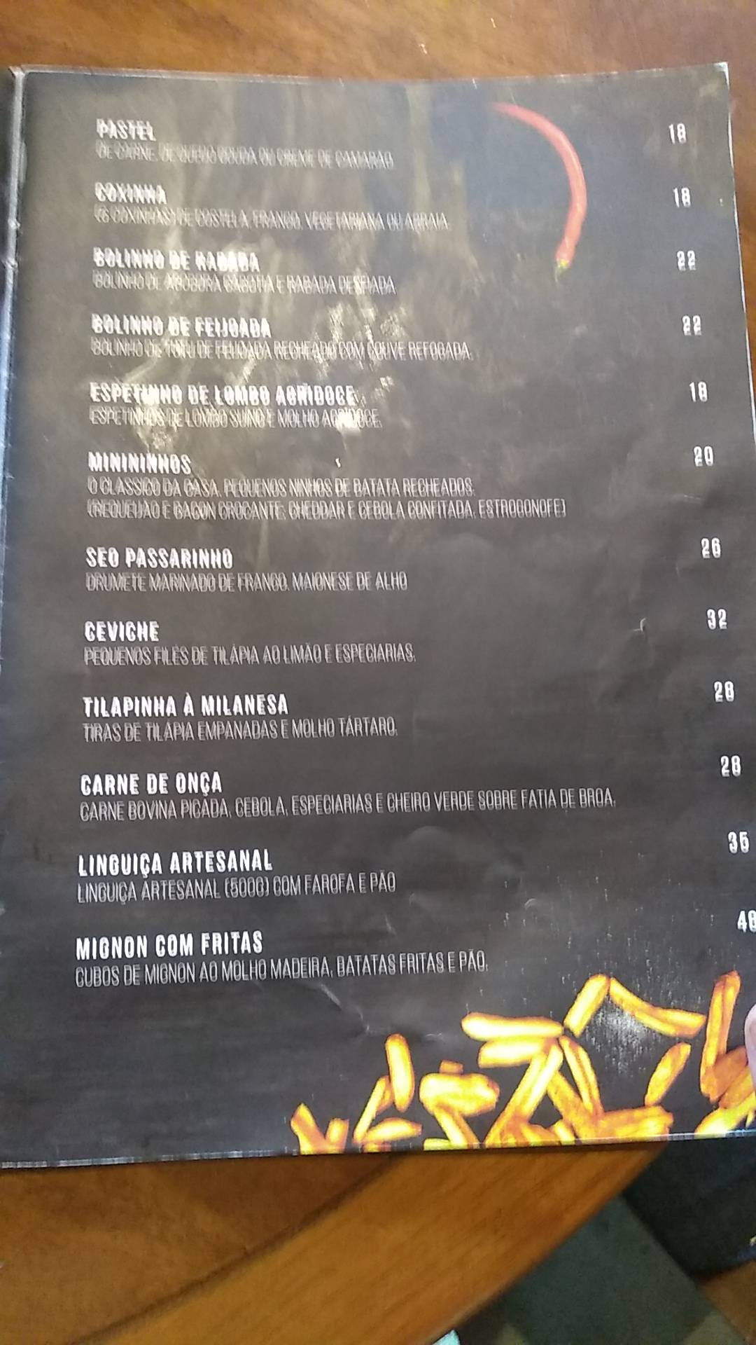 Bar Zépelin cardápio