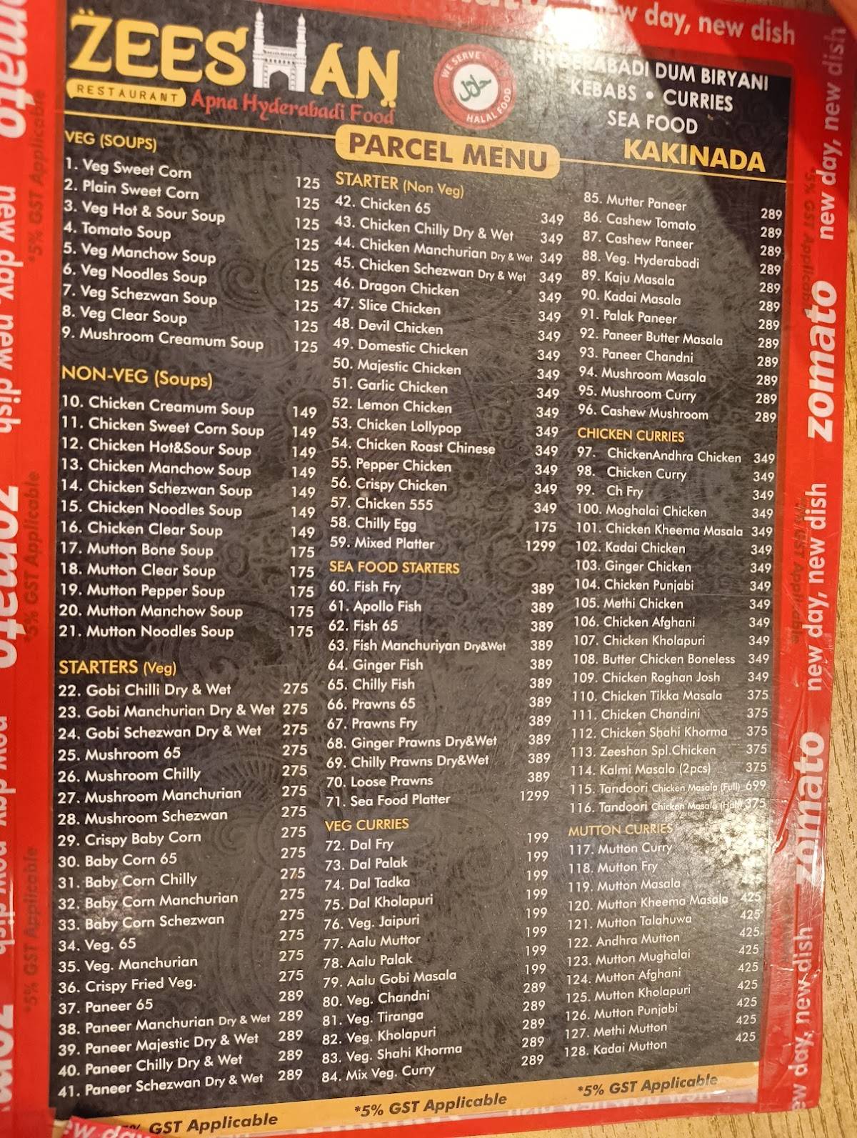 Zeeshan Restaurant - Apna Hyderabadi Food menu