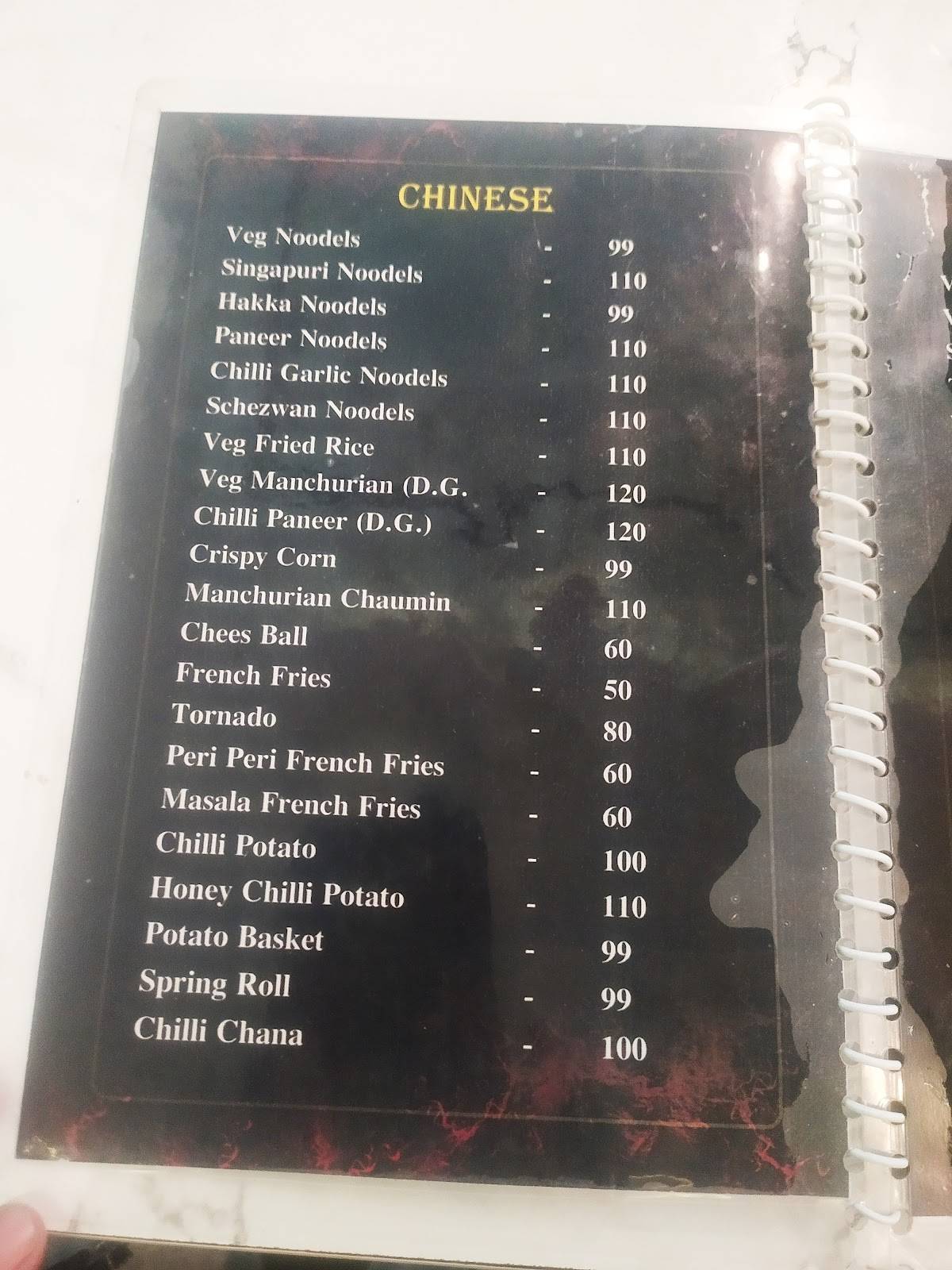 Menu at Zero Degree Cafe, Chhindwara