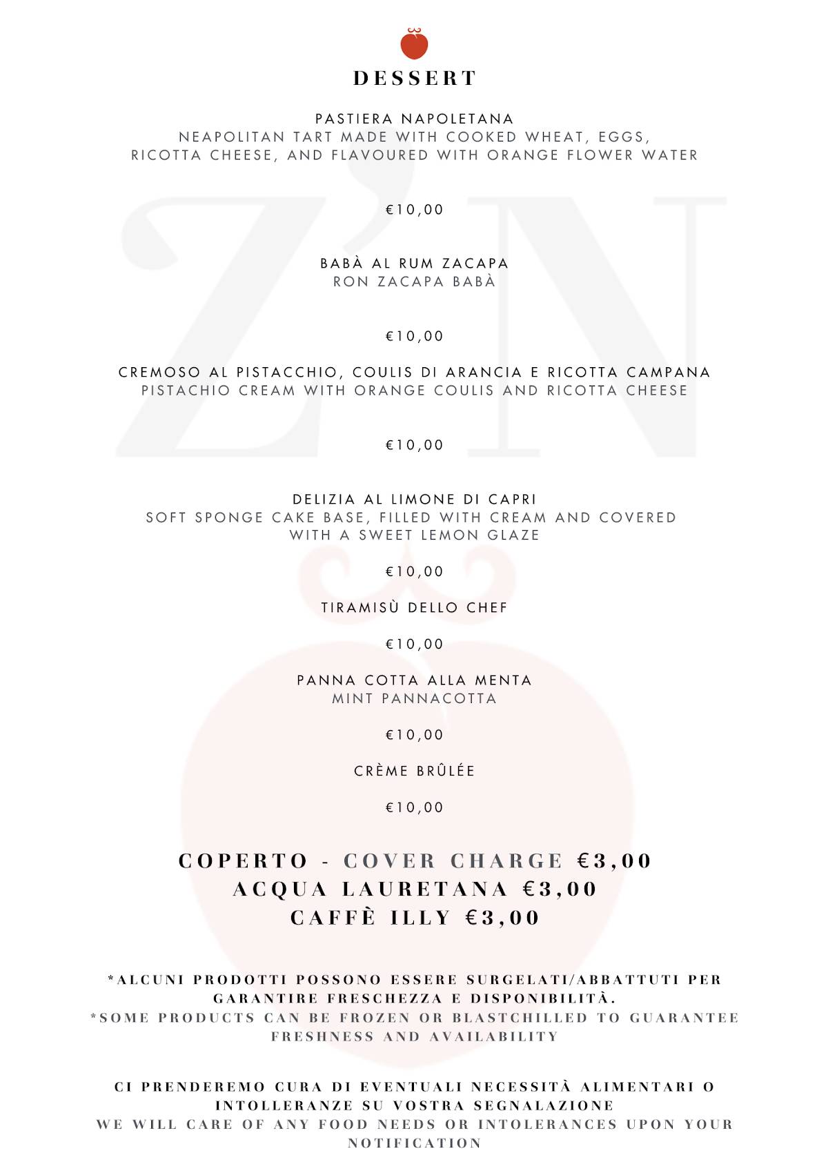 Menu di Zi’ Ninella Ristorante Gourmet 