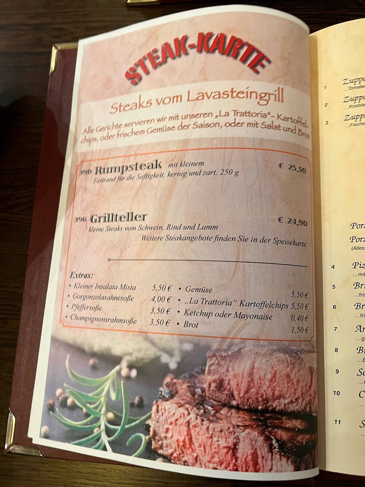 Speisekarte von La Trattoria restaurant, Zingst