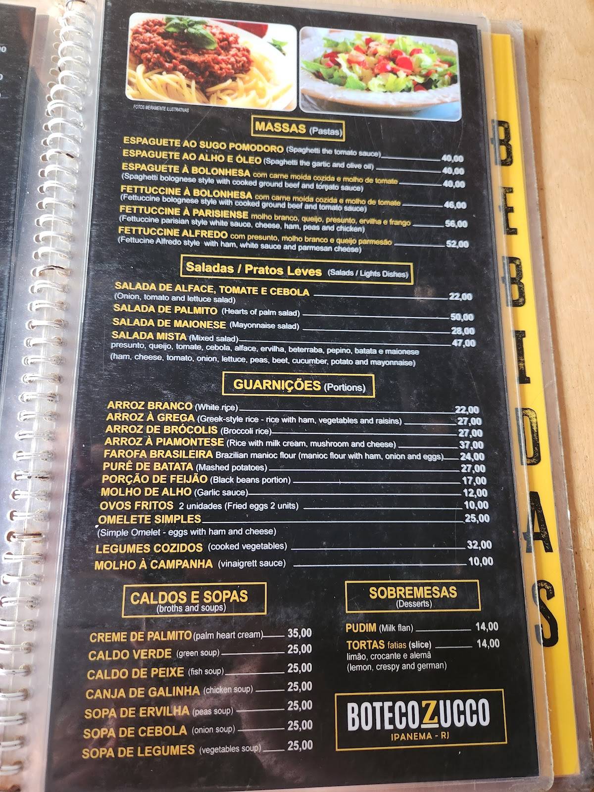 Zucco cardápio