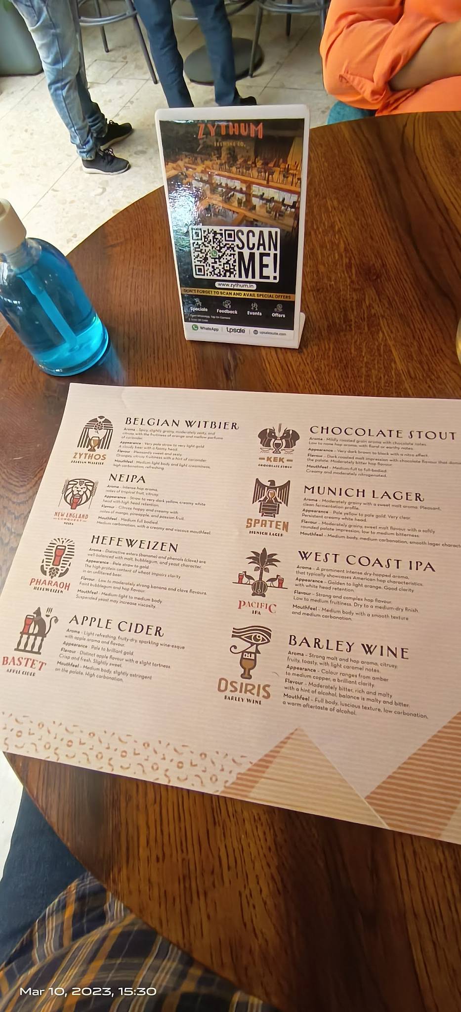 Zythum Brewing Co menu