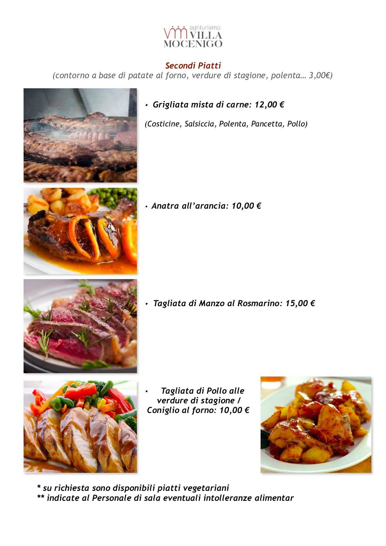 Menu di Agriturismo Villa Mocenigo 