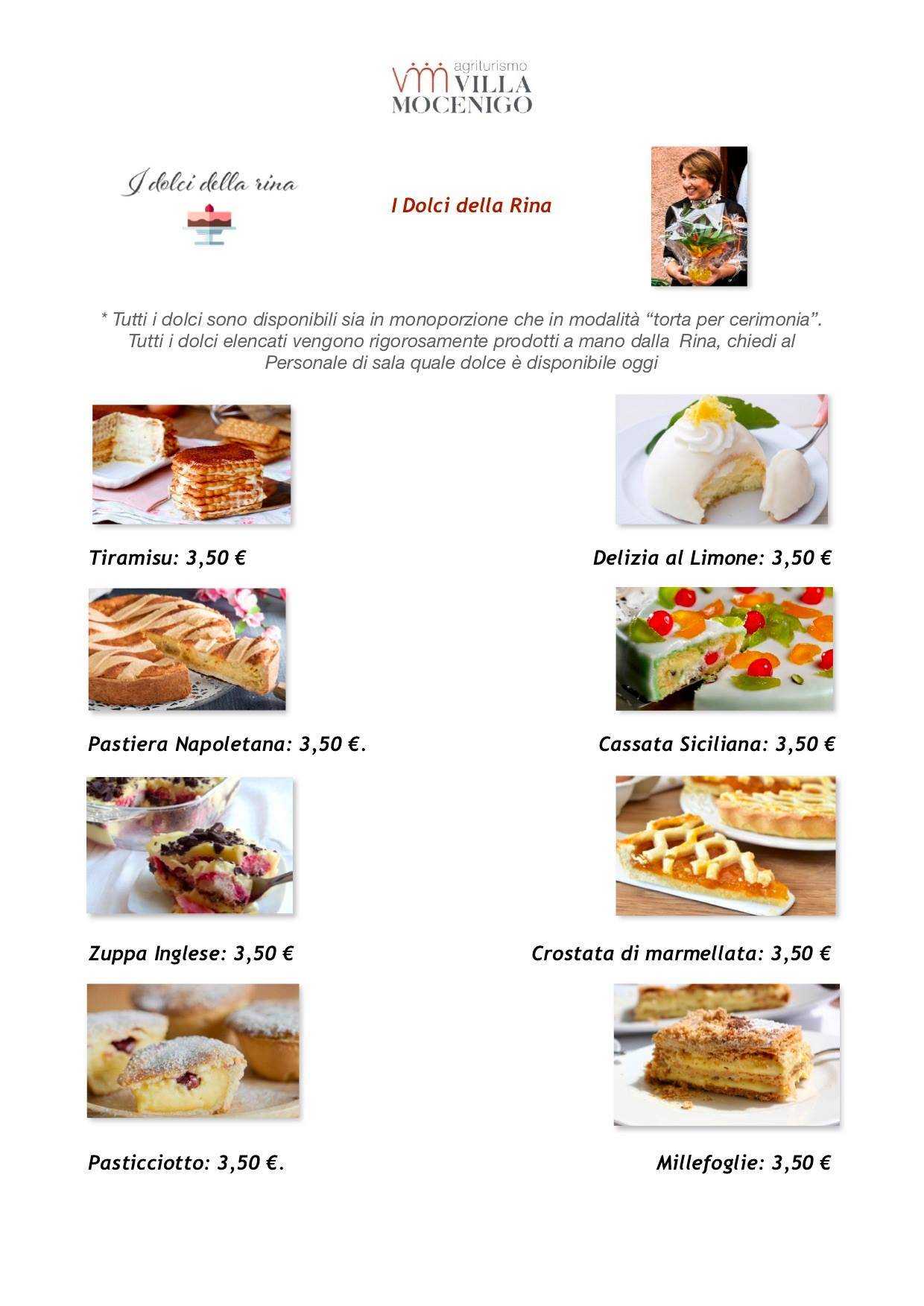 Menu di Agriturismo Villa Mocenigo 