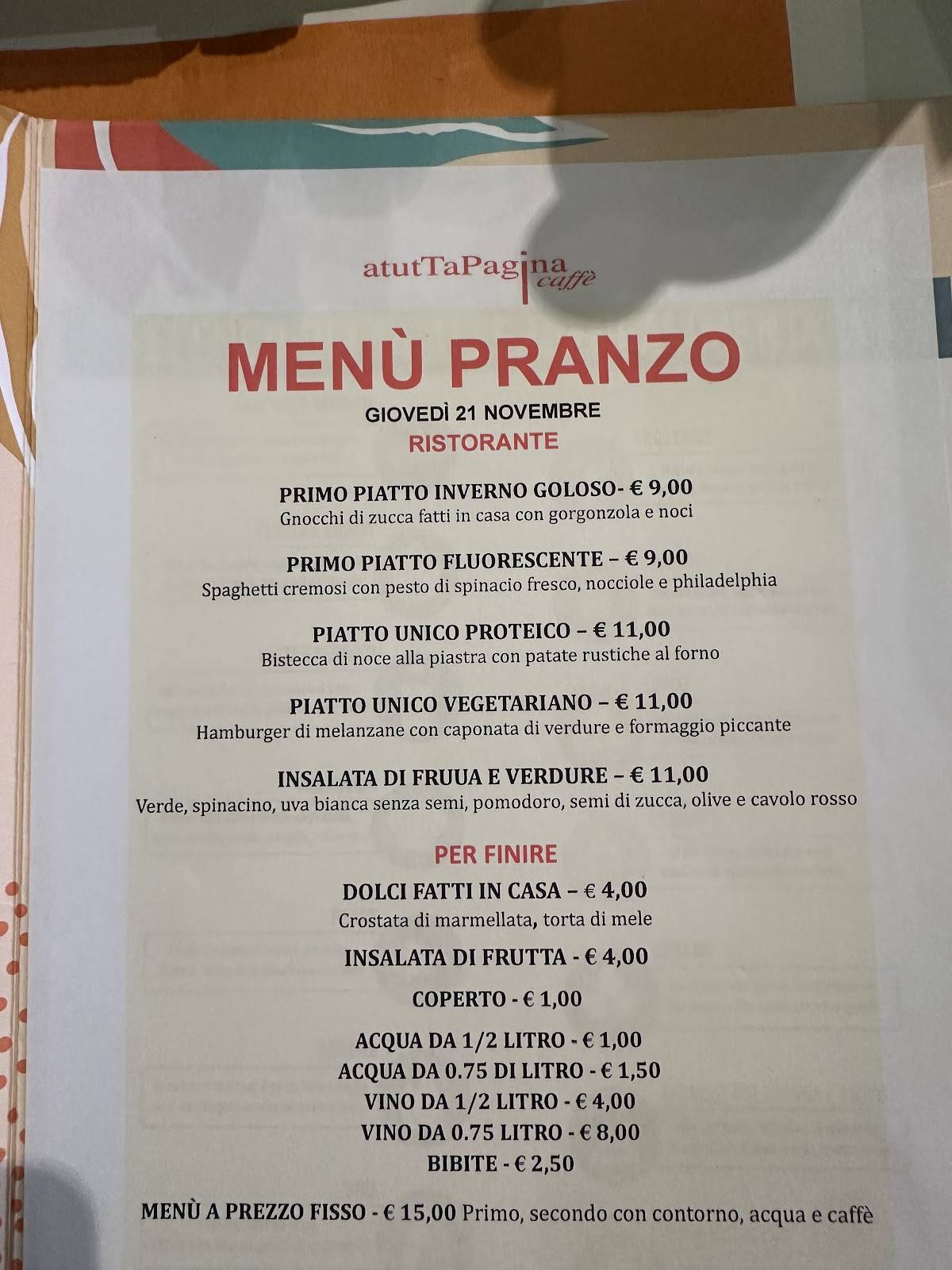 Menu di atutTaPagina caffè 