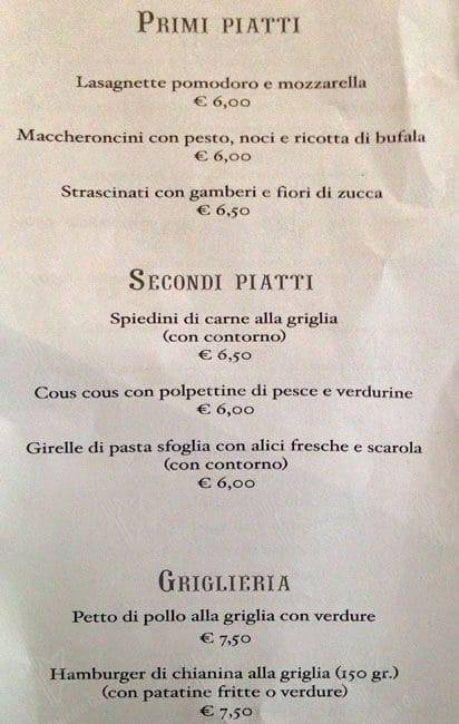 Menu di chez les amis 