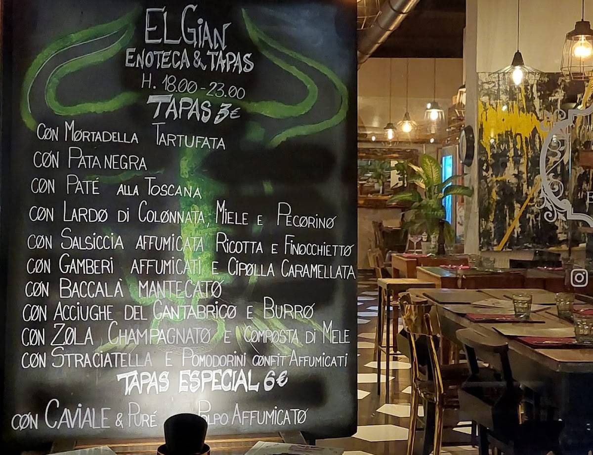 Menu di el gian enoteca 