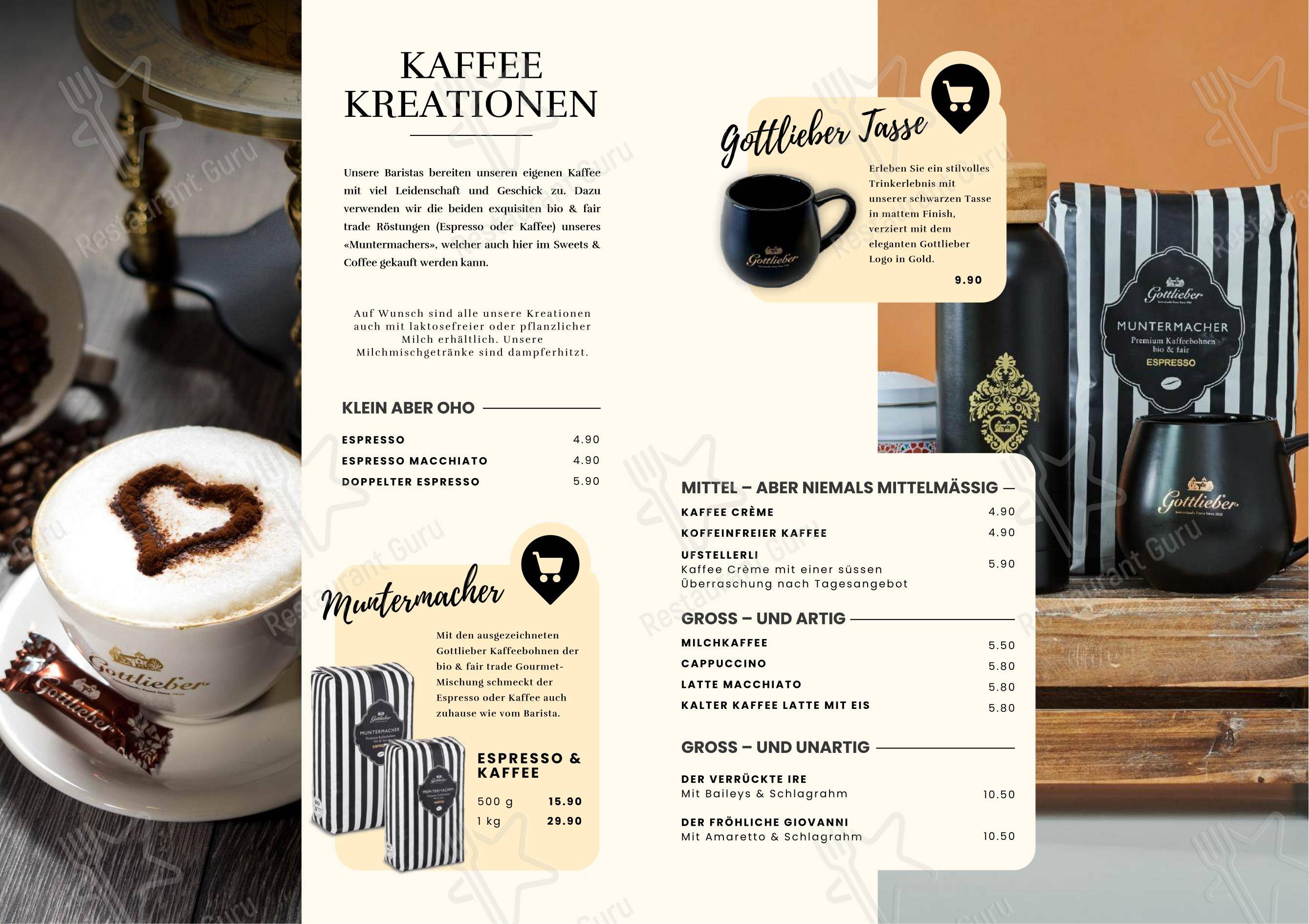 Menu di «BarFüssli» Gottlieber Sweets & Coffee Basel - Menu