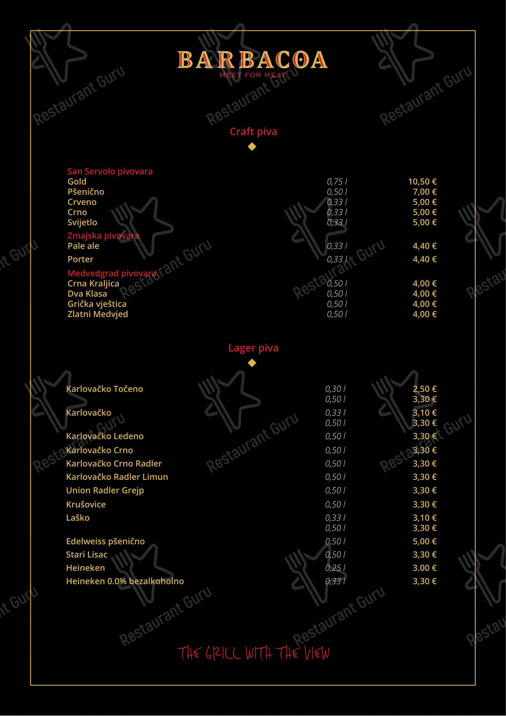 Barbacoa in Fiume - Menu