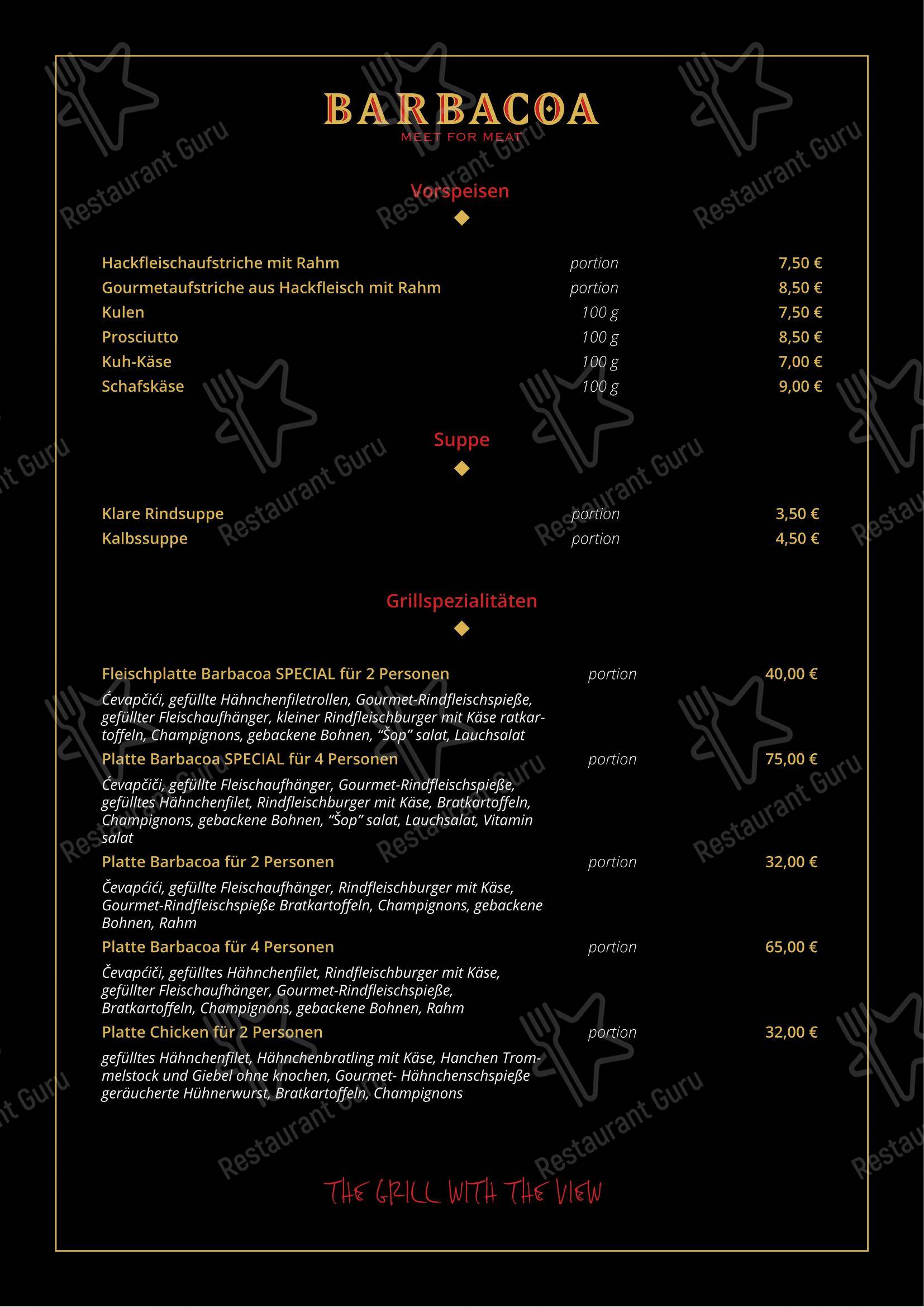 Menu di Barbacoa - 菜单