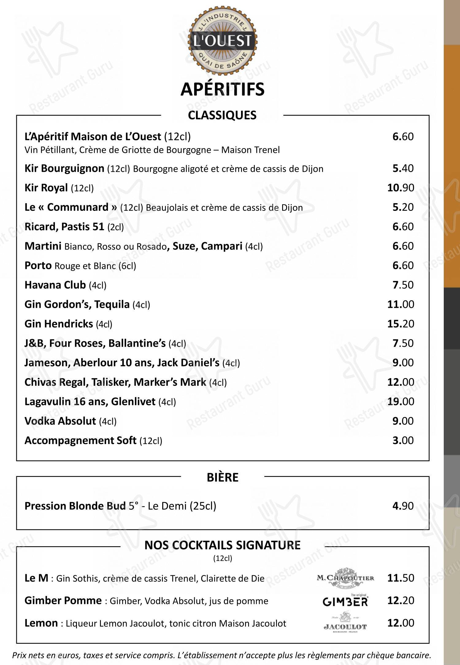 Brasserie L'Ouest - Bocuse dans Lyon - Коктейльная карта