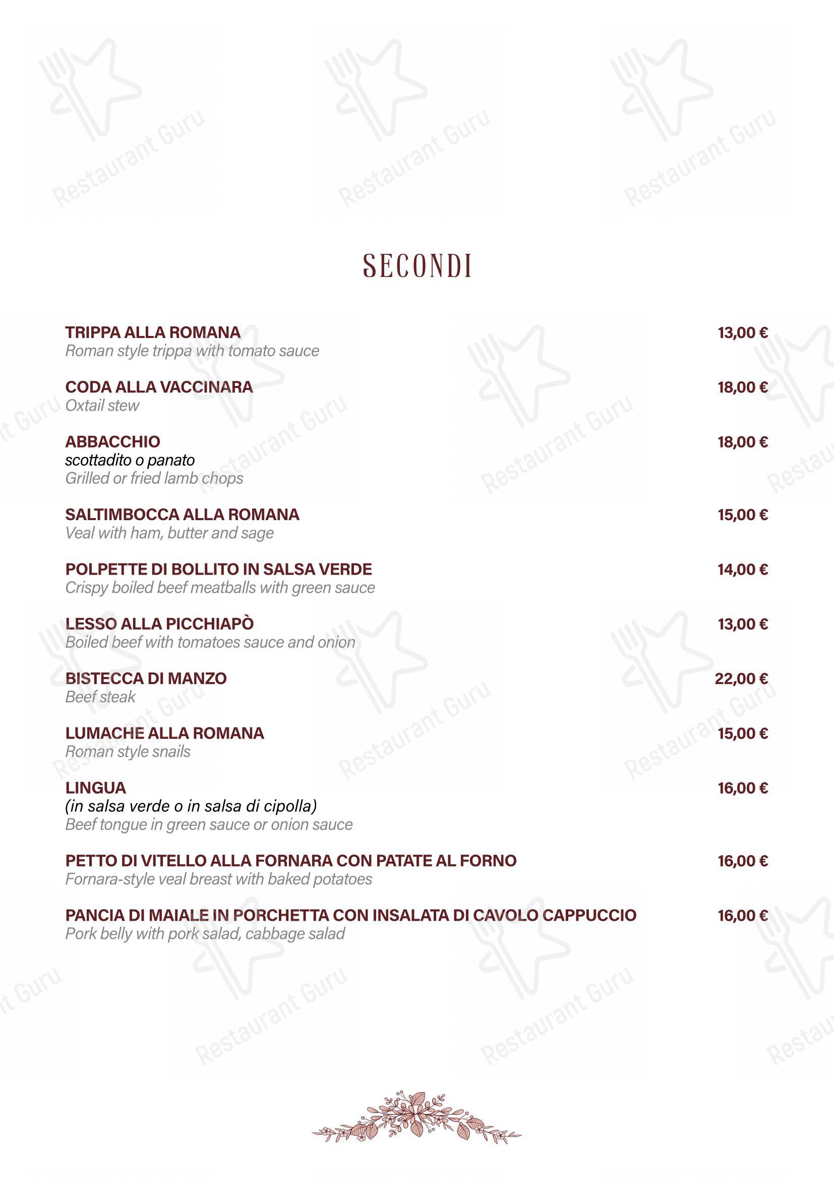 Casa Sceppa in Roma - Menu
