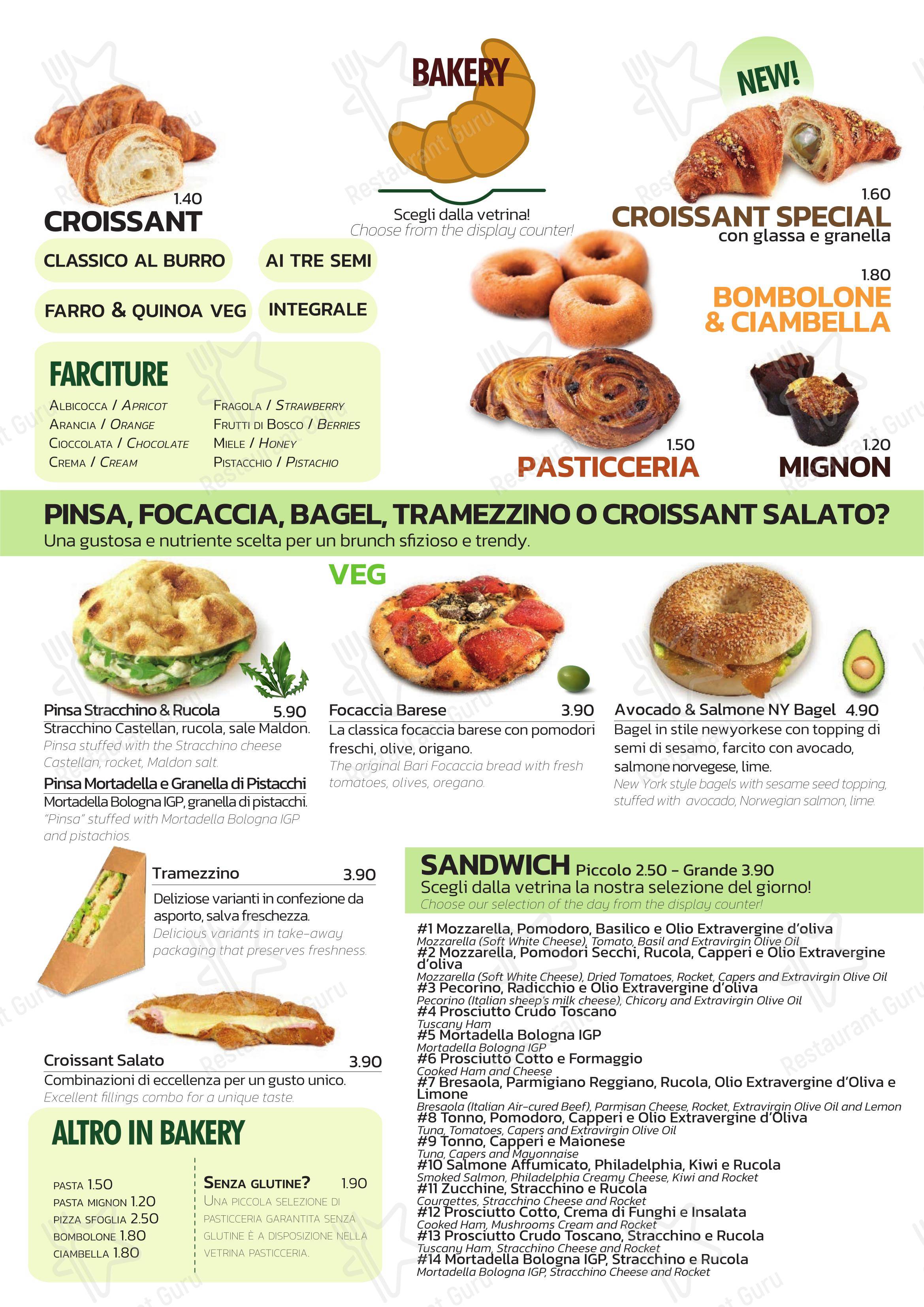 Menu bar per Coffee O' Clock caffè bar