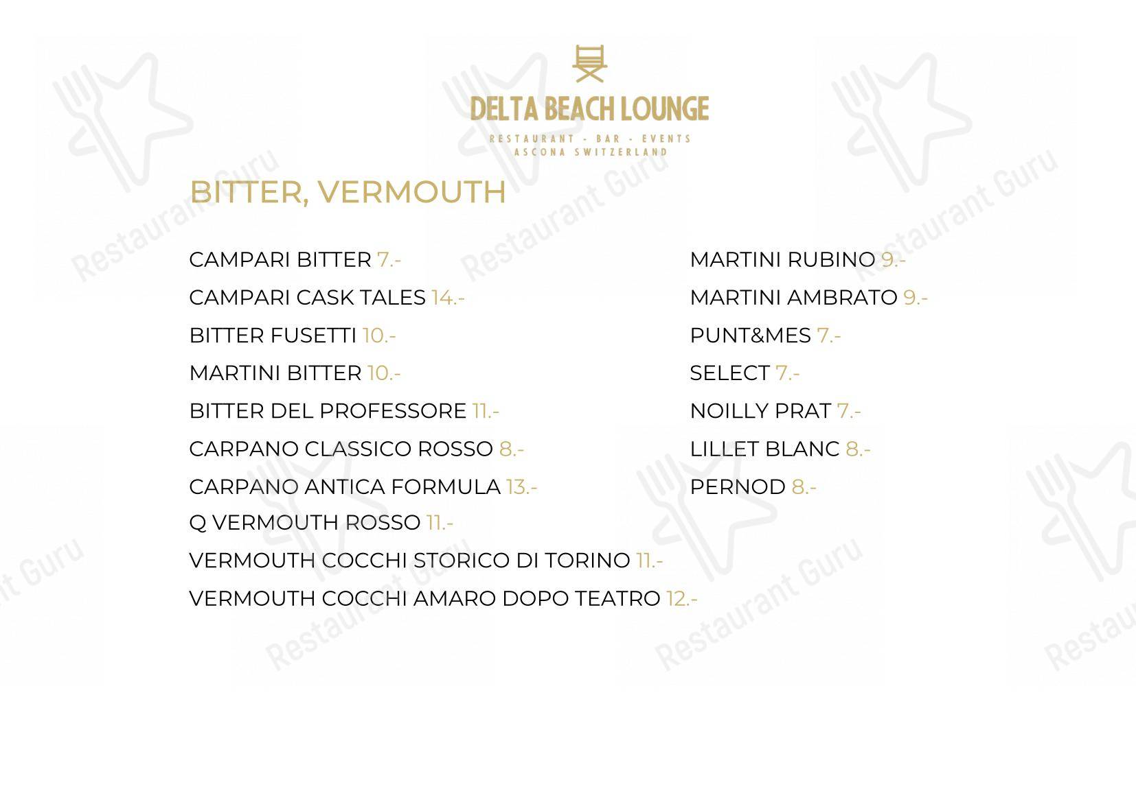 Основное меню per Delta Beach Lounge in Ascona