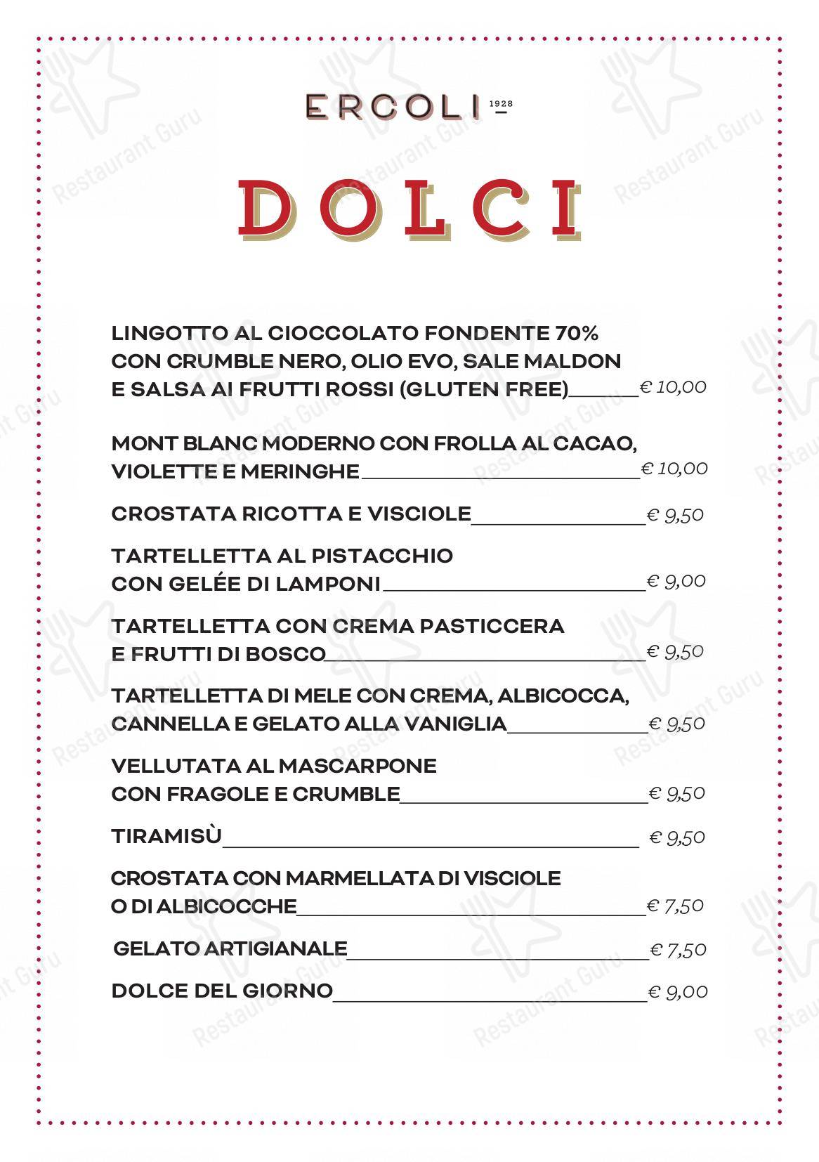 Menu di Ercoli 1928 Prati