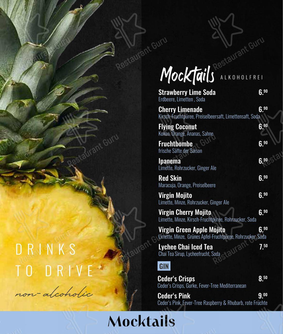 Menu pour Esscobar by Tom pub et bar