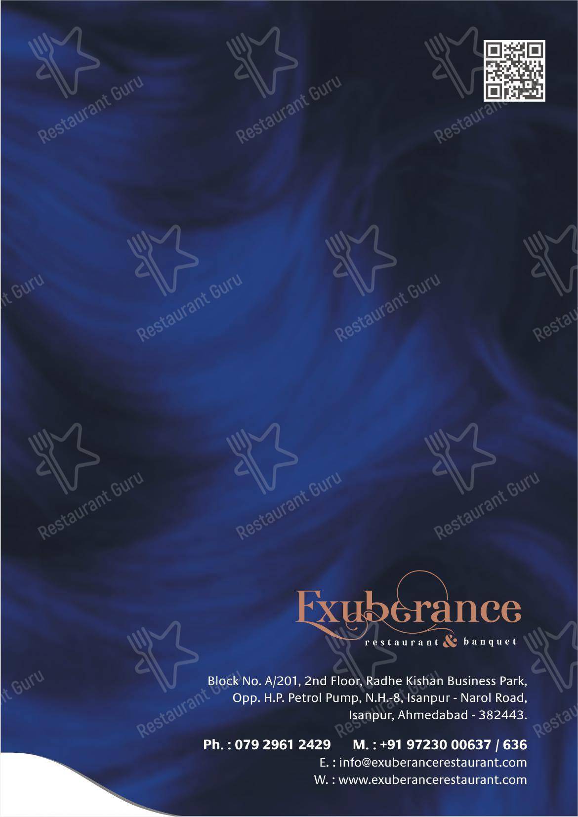 Exuberance Restaurant & Banquet menu - 菜单
