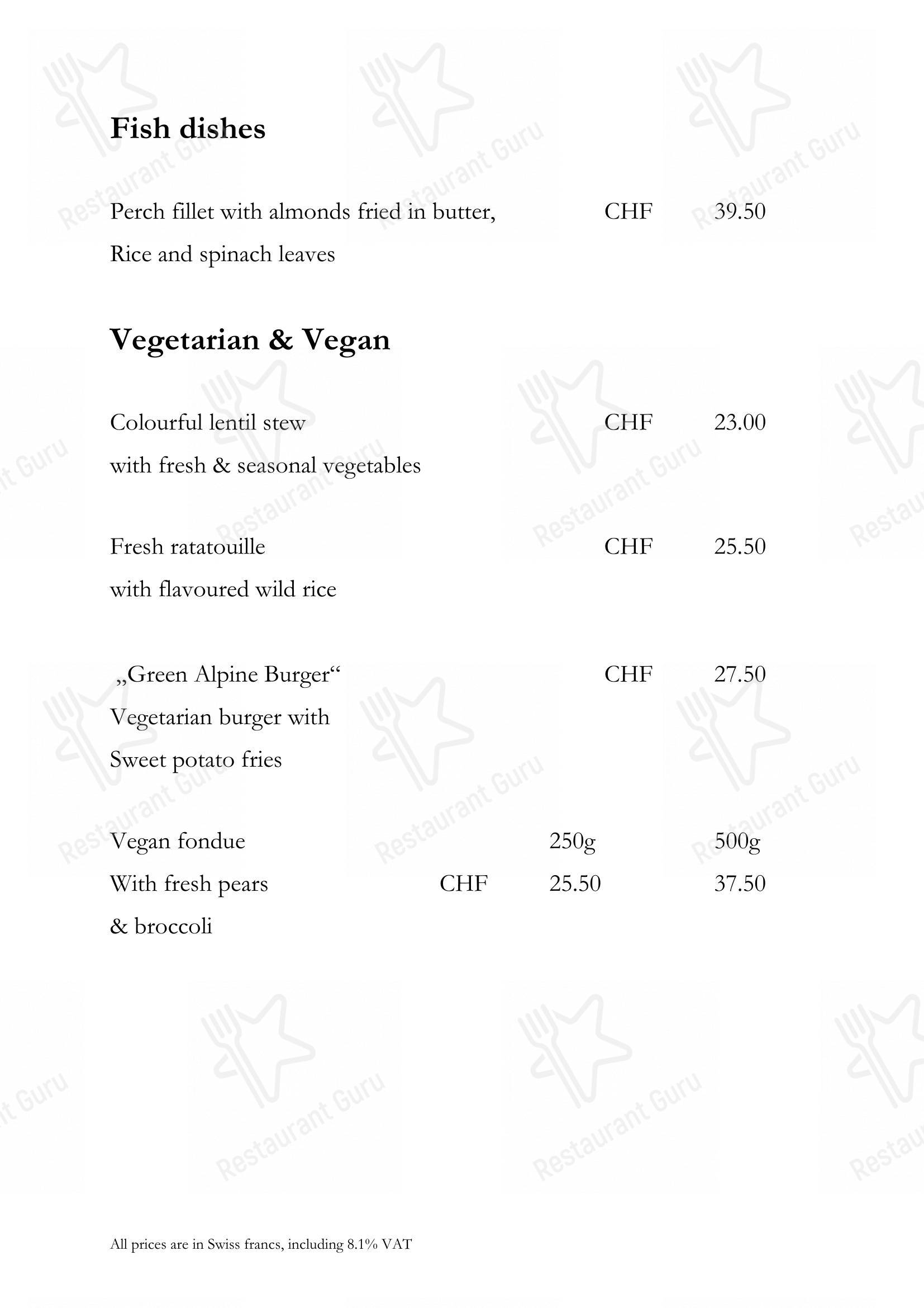 Fondue Beizli Chur in Coira - 菜单