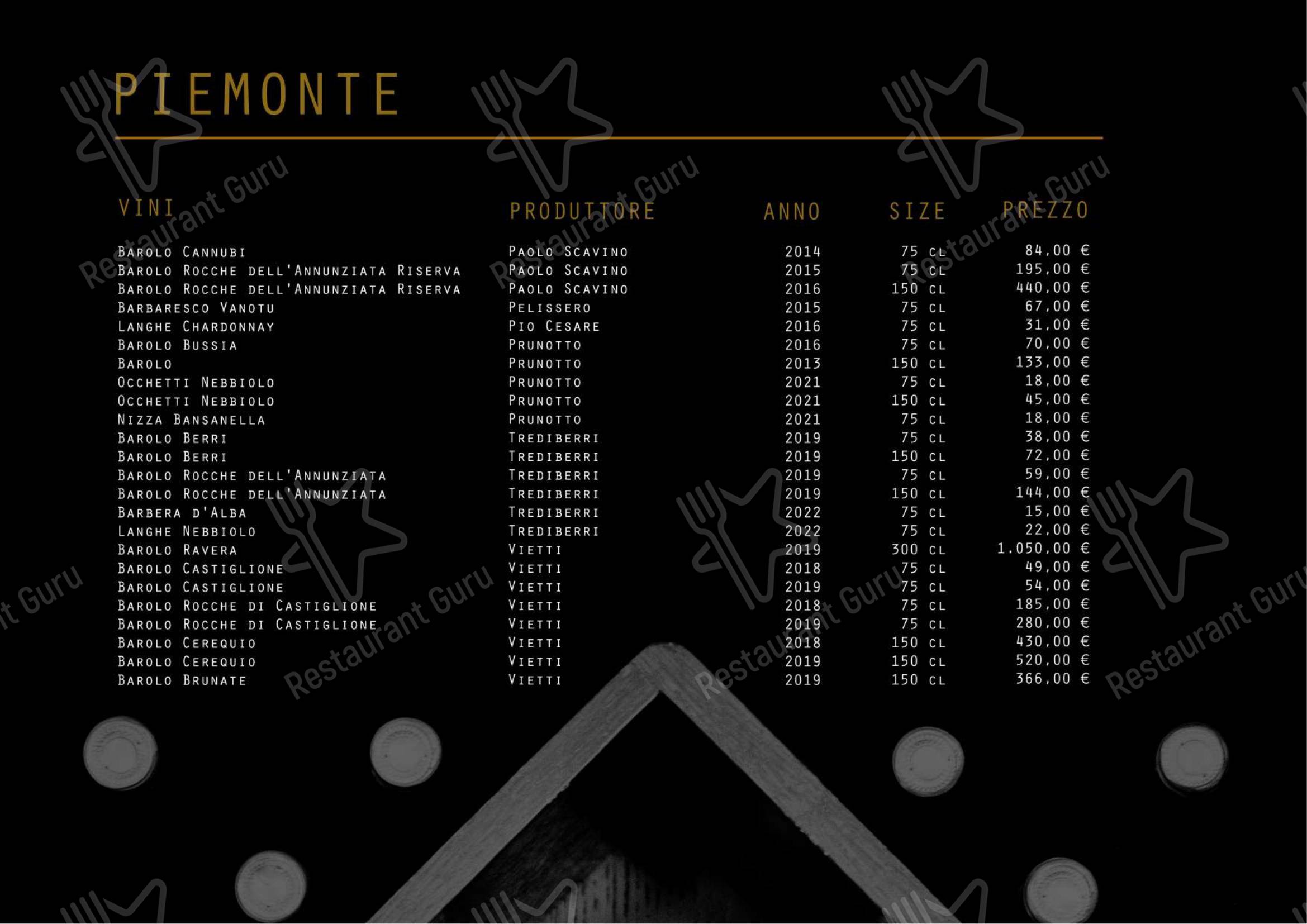 Menu bar per Ristorante Enoteca Frigerio in Lecco