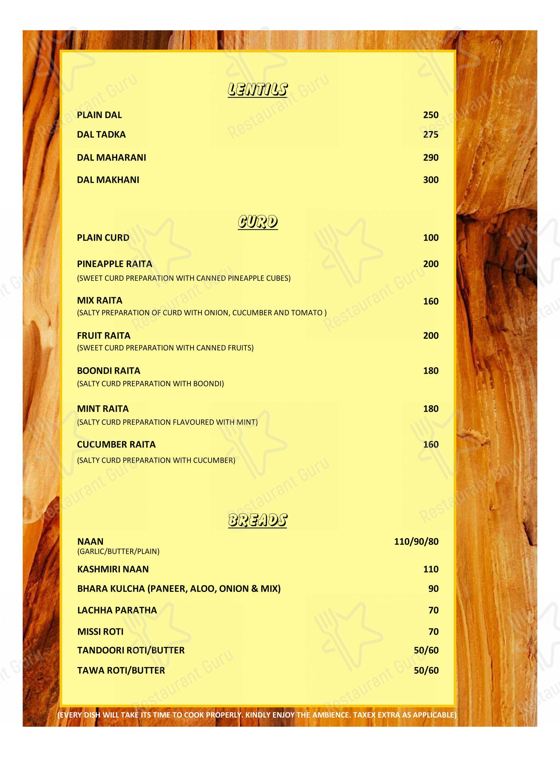 Menu for the Hangover Bar and Lounge pub & bar