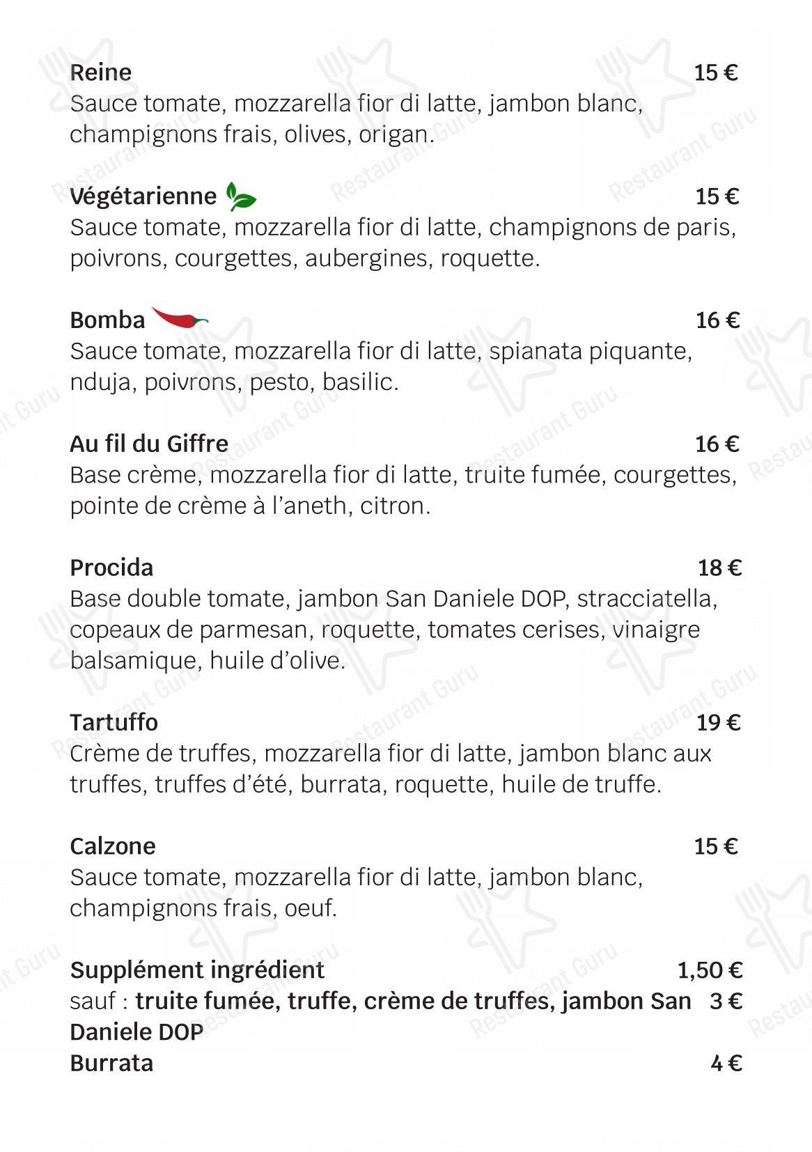 Menu pour Hôtel Edelweiss dans Samoëns