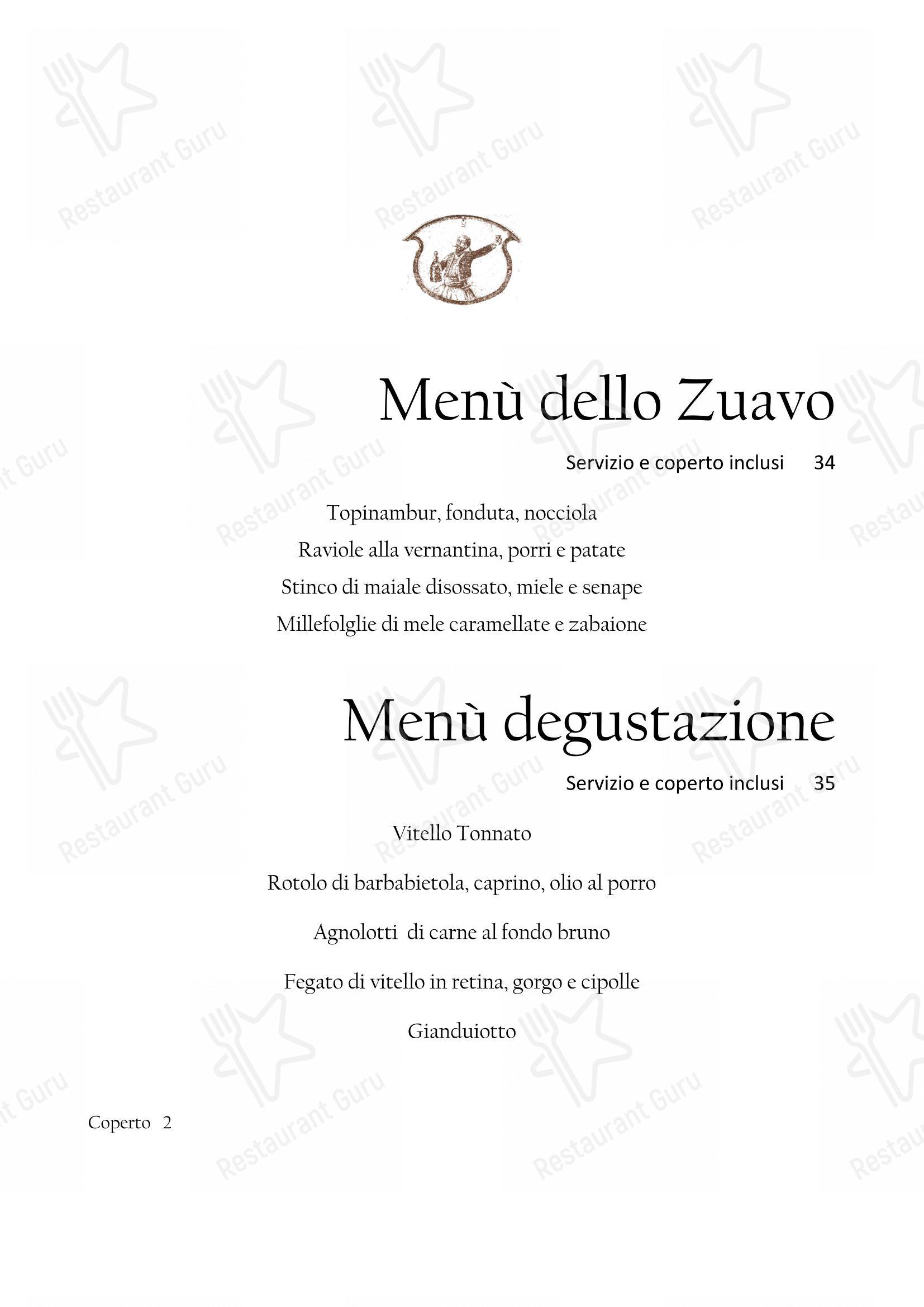 Menu di Il Nuovo Zuavo - Ночное меню