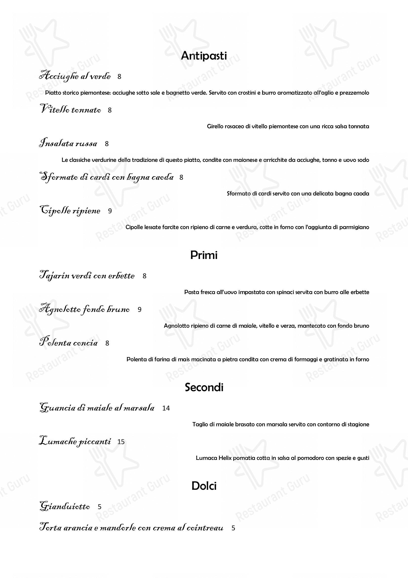 Menu di Il Nuovo Zuavo - HOLIDAY MENU