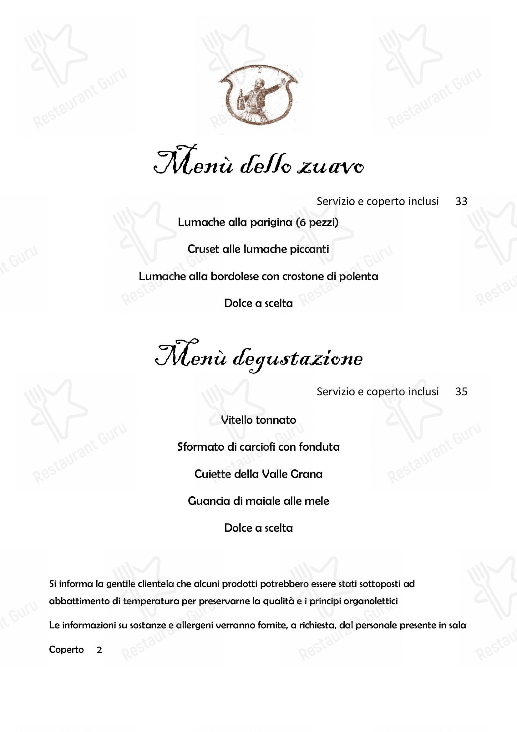 Il Nuovo Zuavo in Cuneo - Vegan Menu