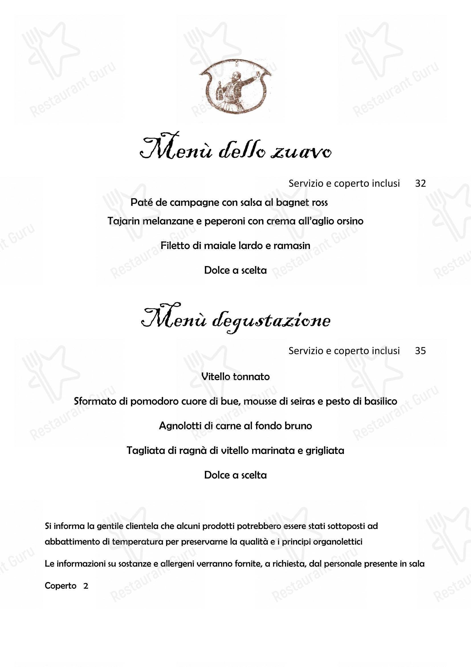 Il Nuovo Zuavo in Cuneo - Buffet Menu