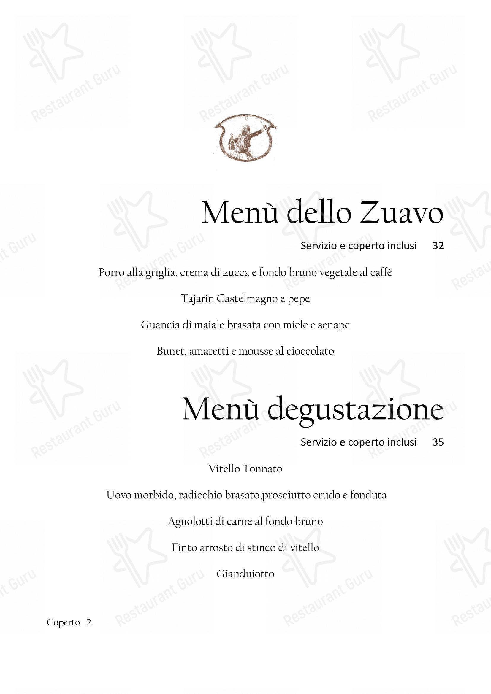 Lunch Menu per Il Nuovo Zuavo ristorante