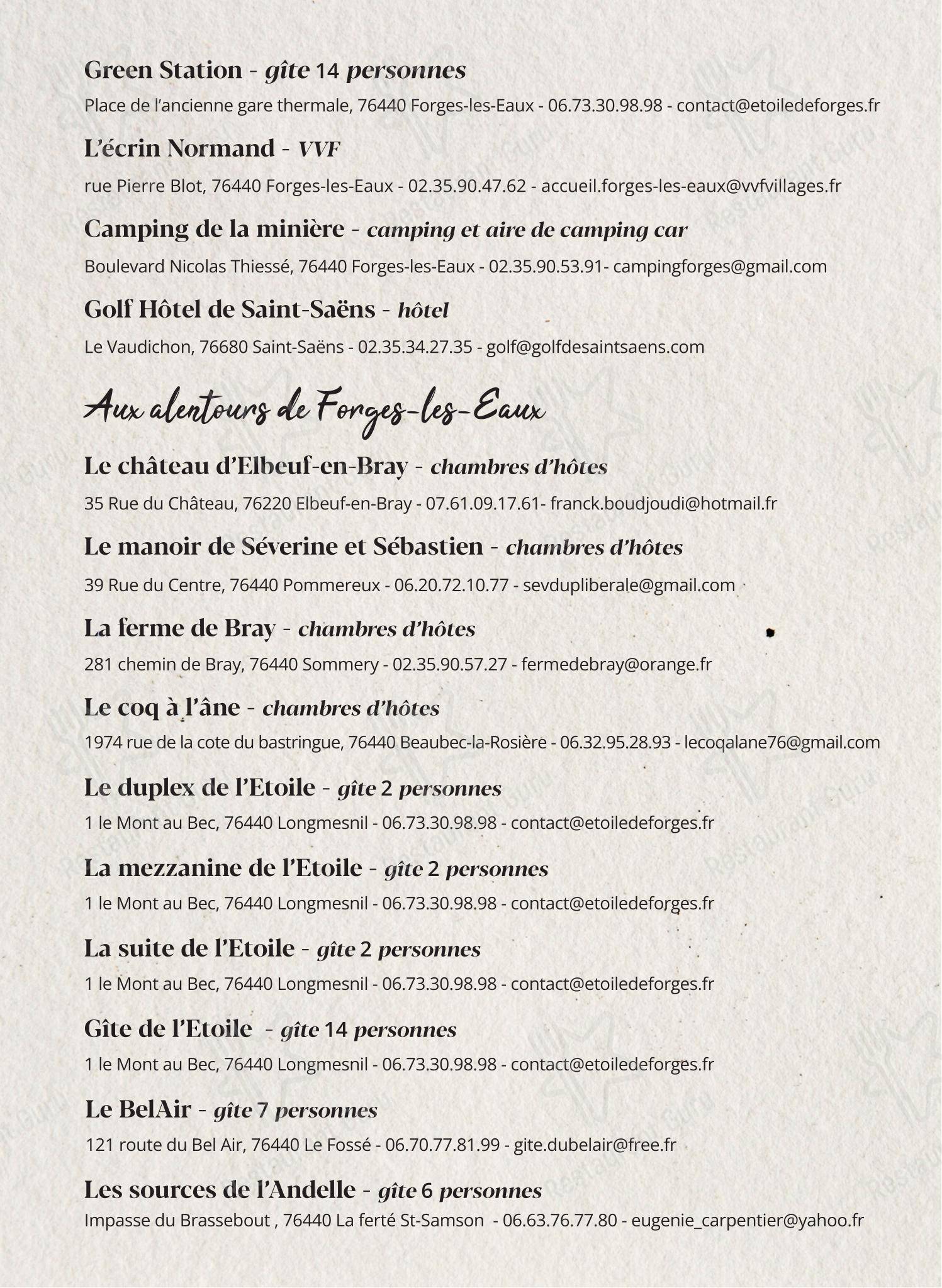 L'Audace dans Le Thil-Riberpré - Menu