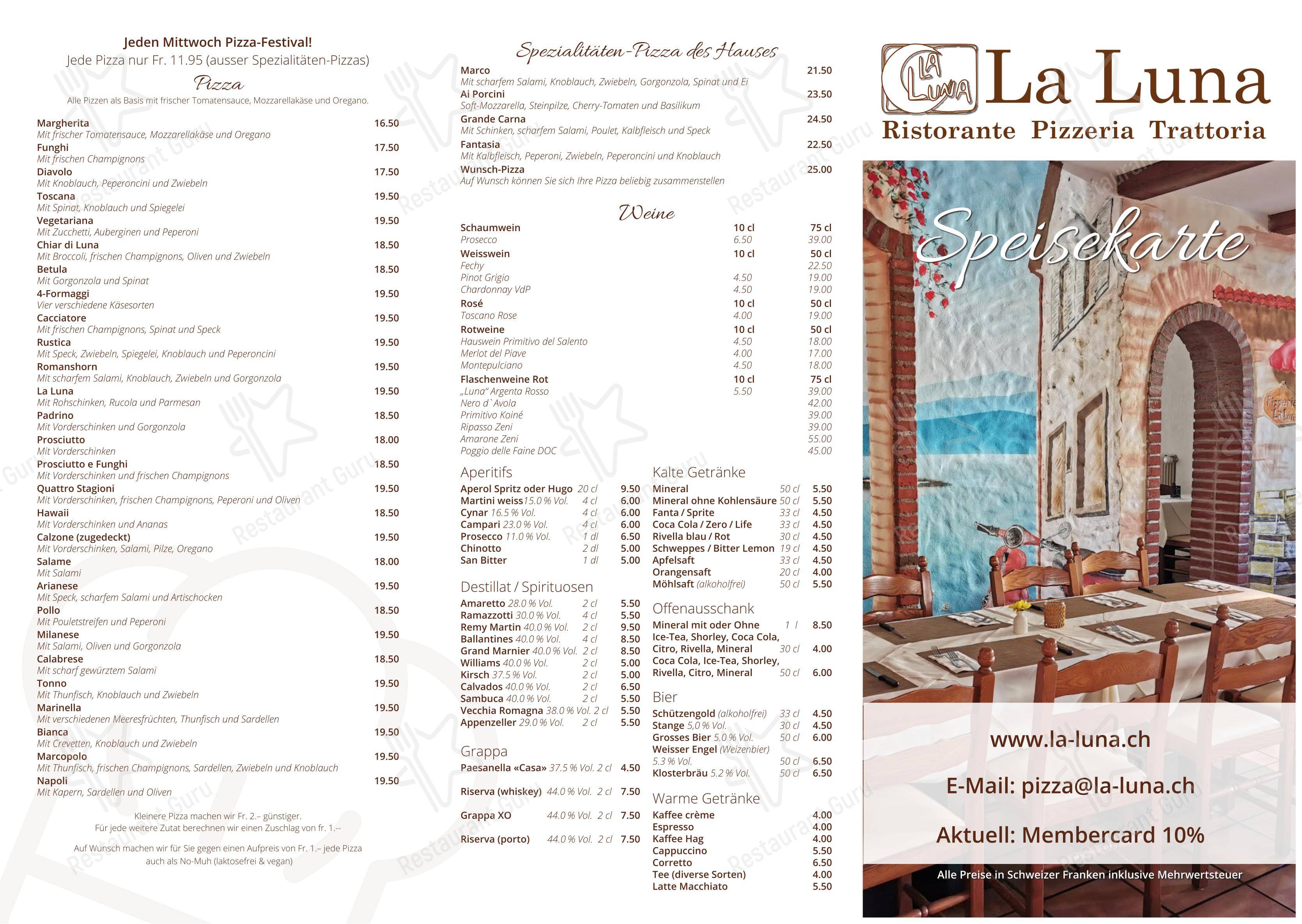 La Luna in Romanshorn - Menu