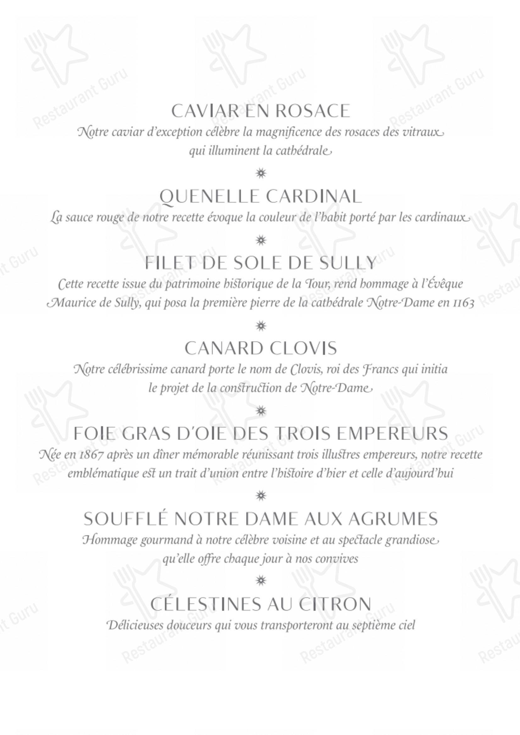 Menu au La Tour d