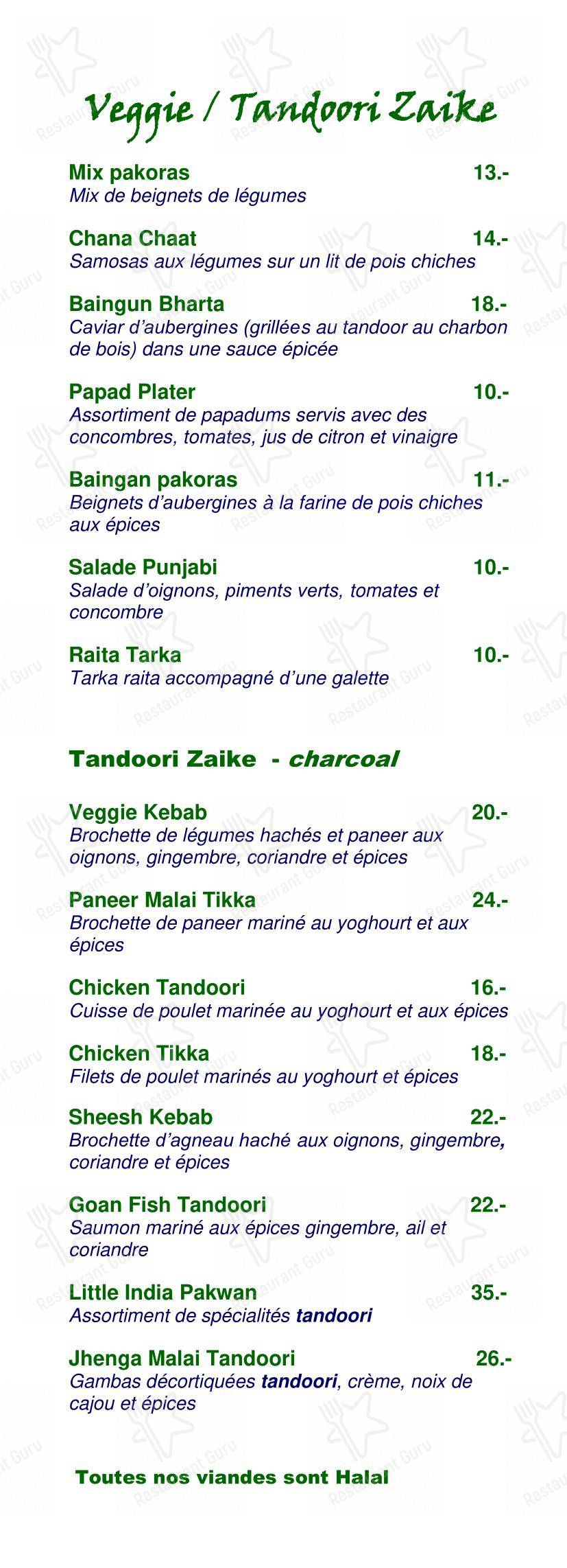 Little India dans Genève - Menu bar