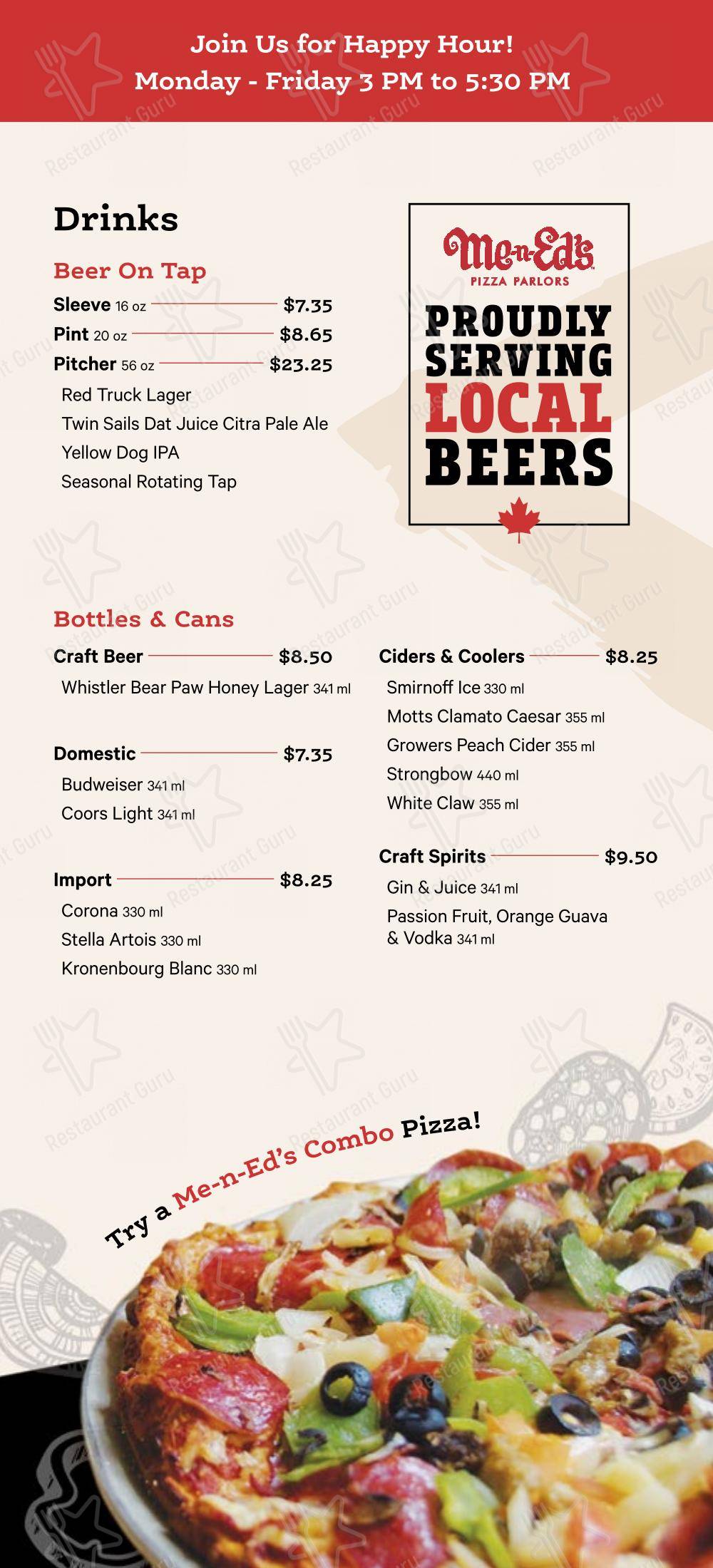 Menu pour Me-n-Ed's Pizza Parlors - 菜单