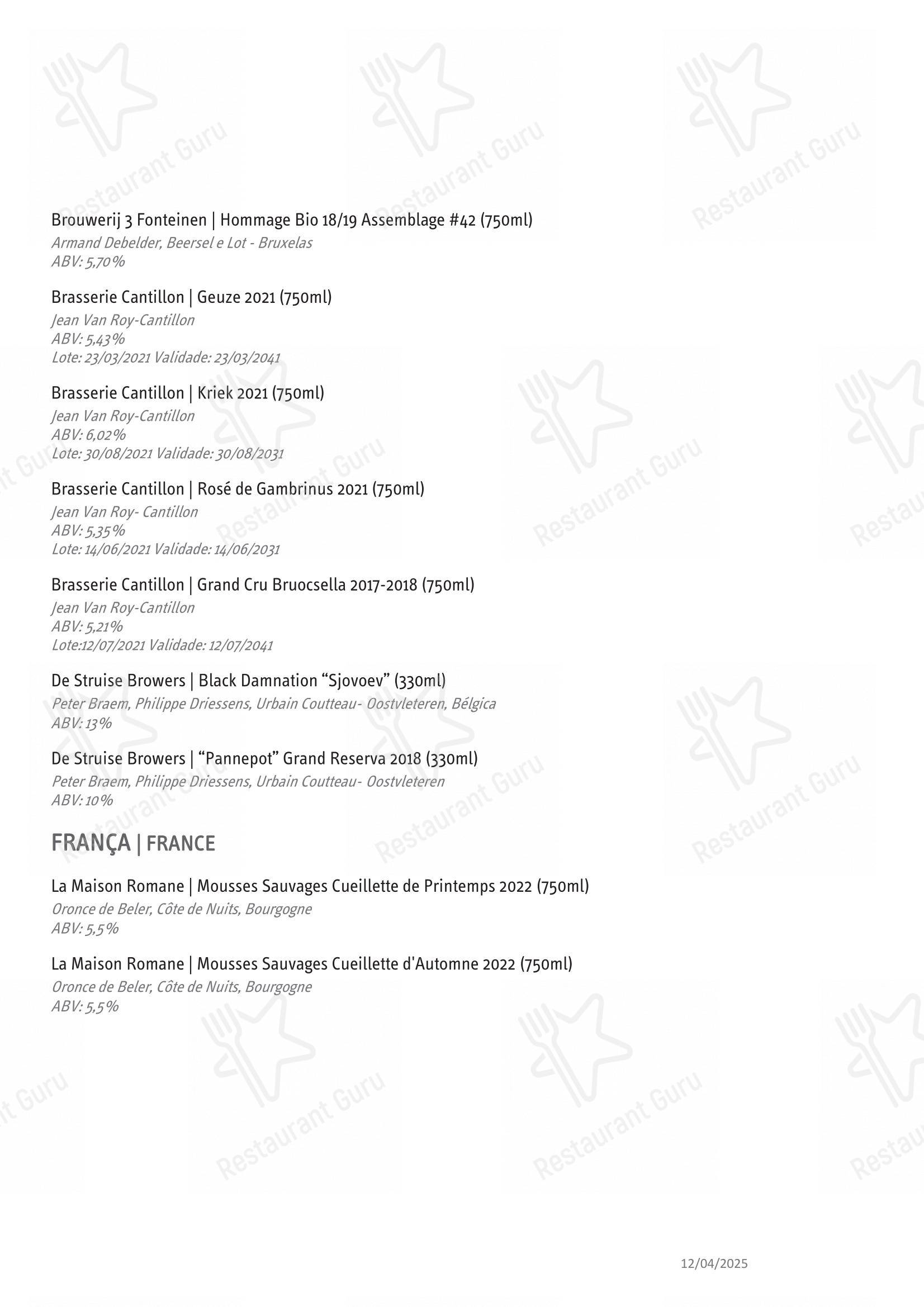 Menu para Oteque restaurante