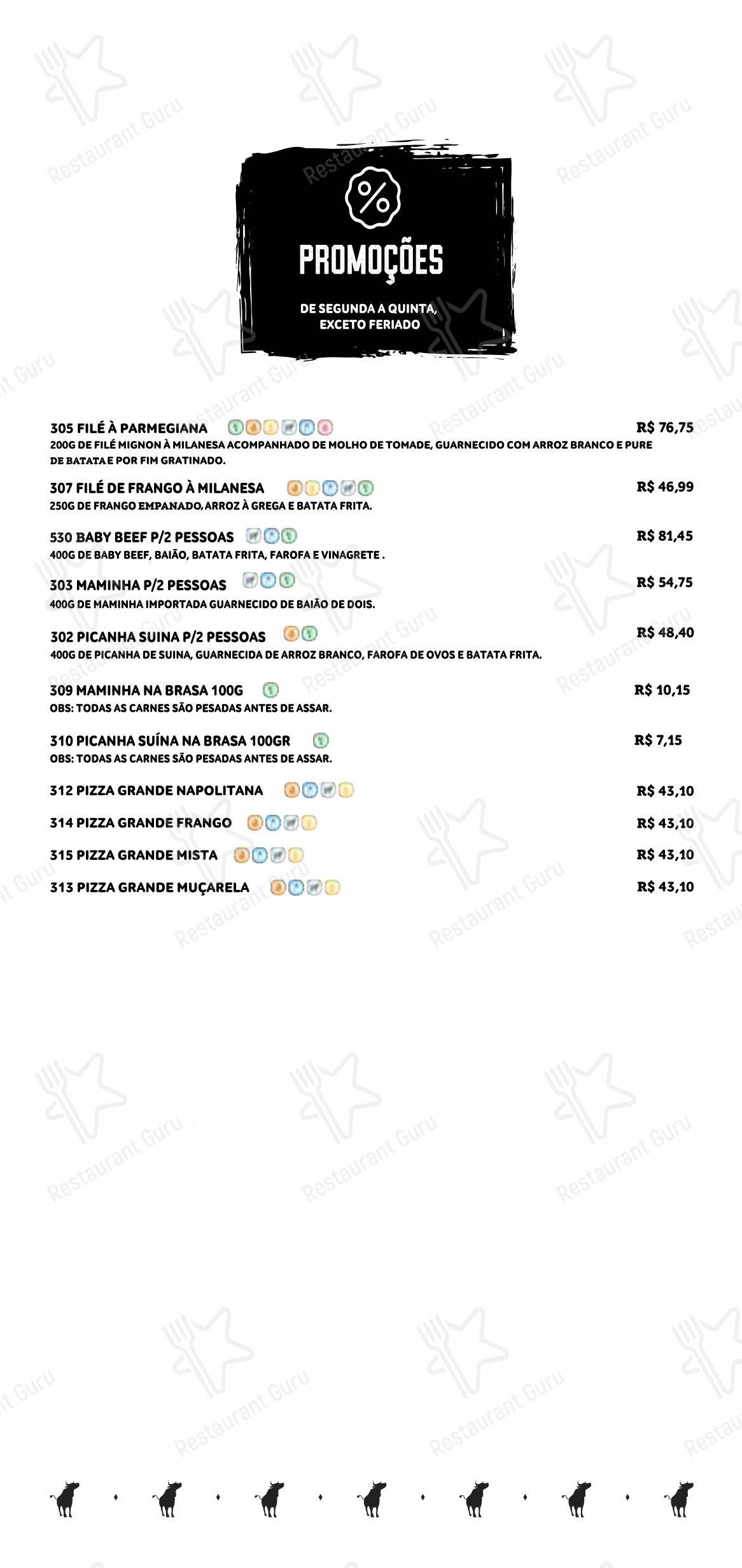 Menu bar para Picanha do Jonas Aldeota em Fortaleza