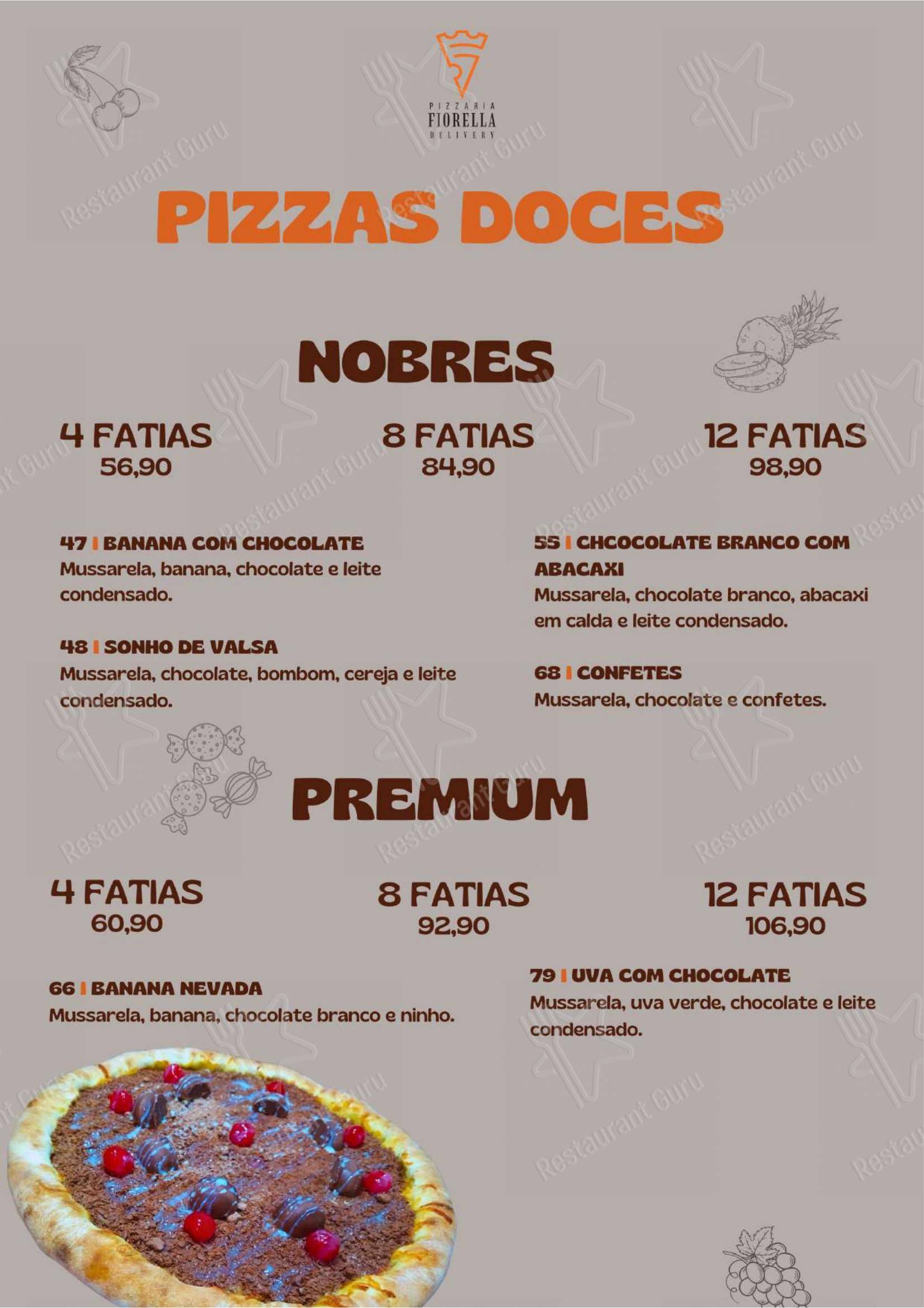 Menu para Pizzaria Fiorella restaurante