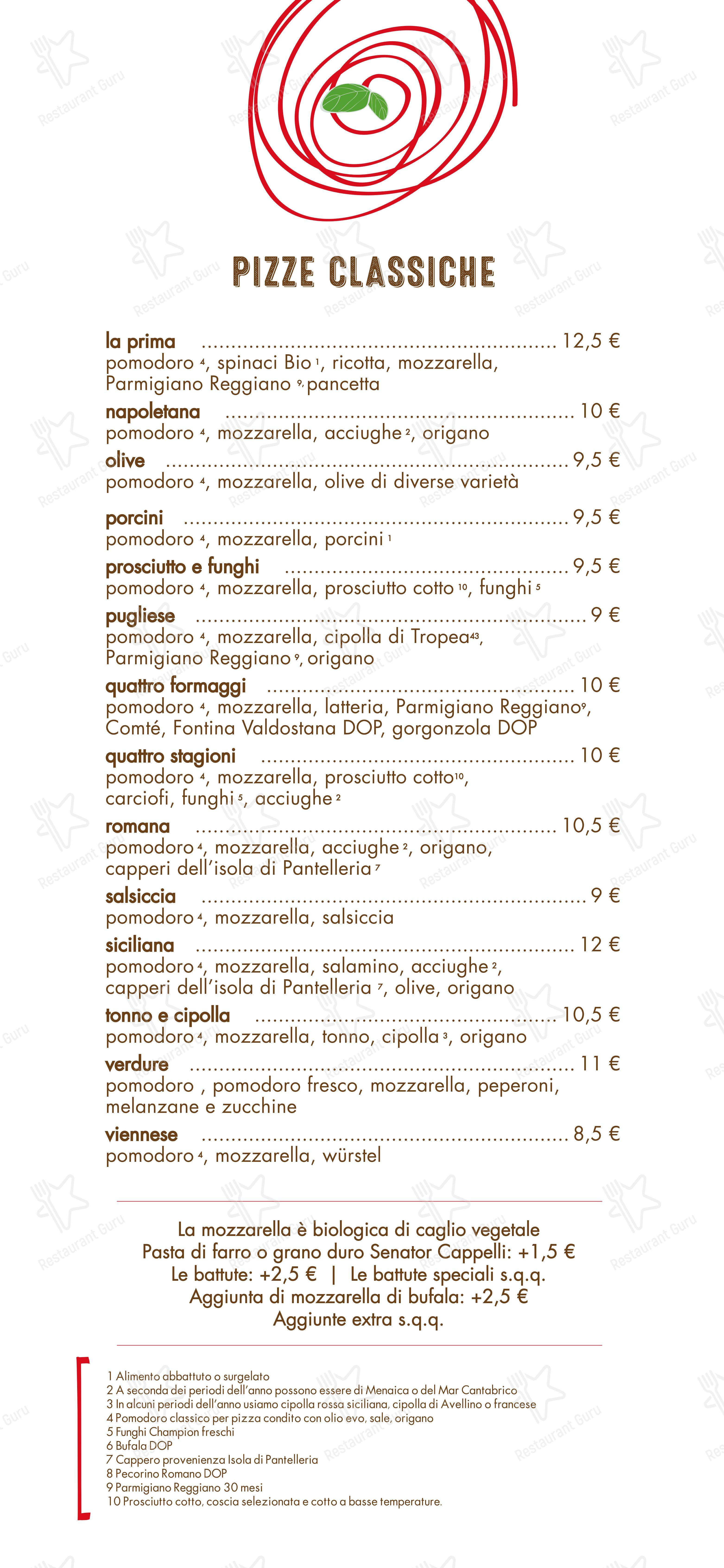 Menu per Pizzeria All'incrocio ristorante