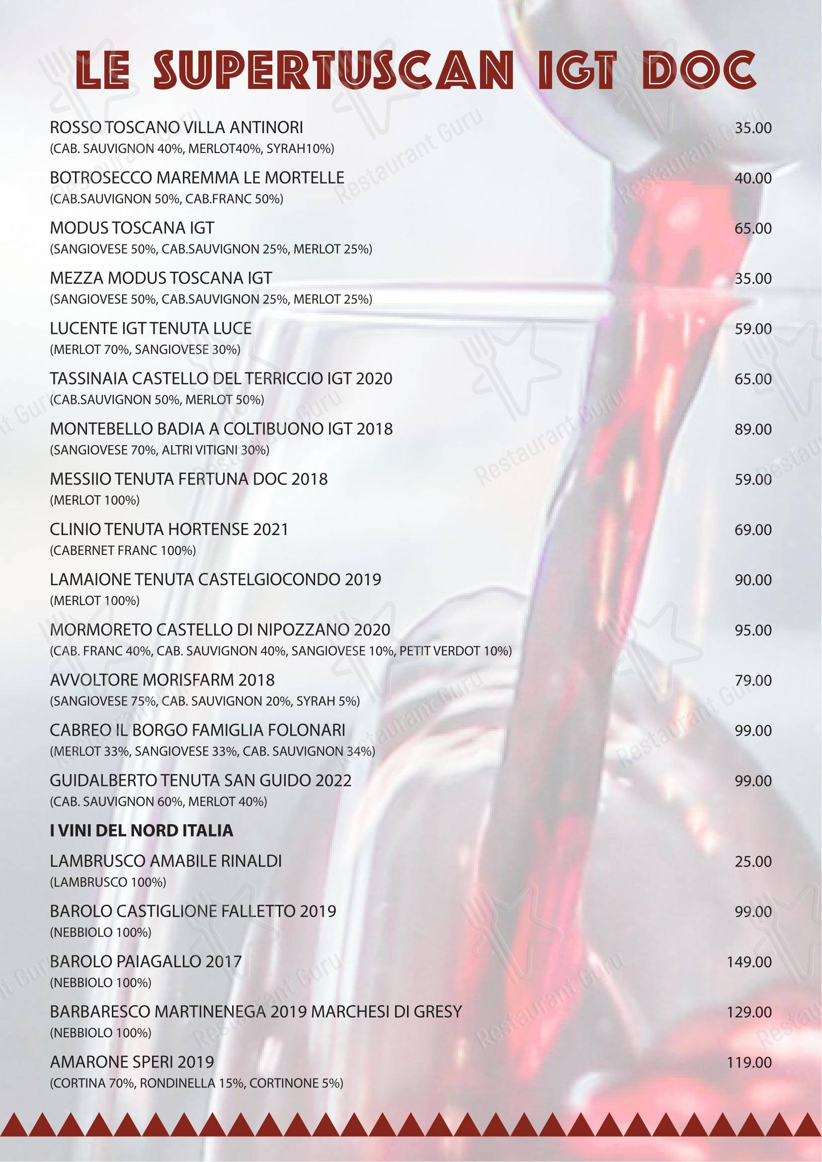 Menu di RISTORANTE IL BONGUSTO LA MAREMMA - Menu