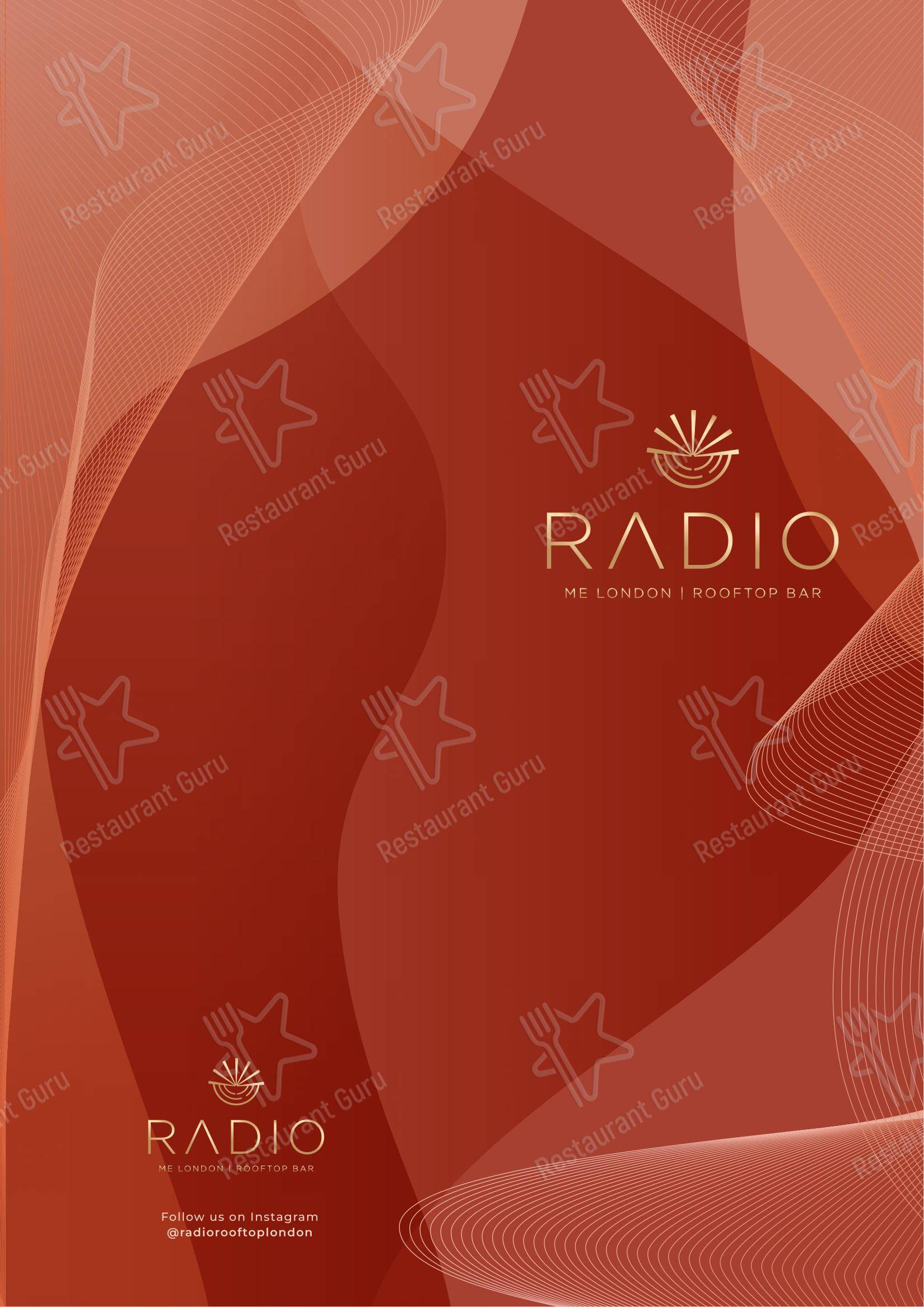 Radio Rooftop Bar in Milano - Основное меню