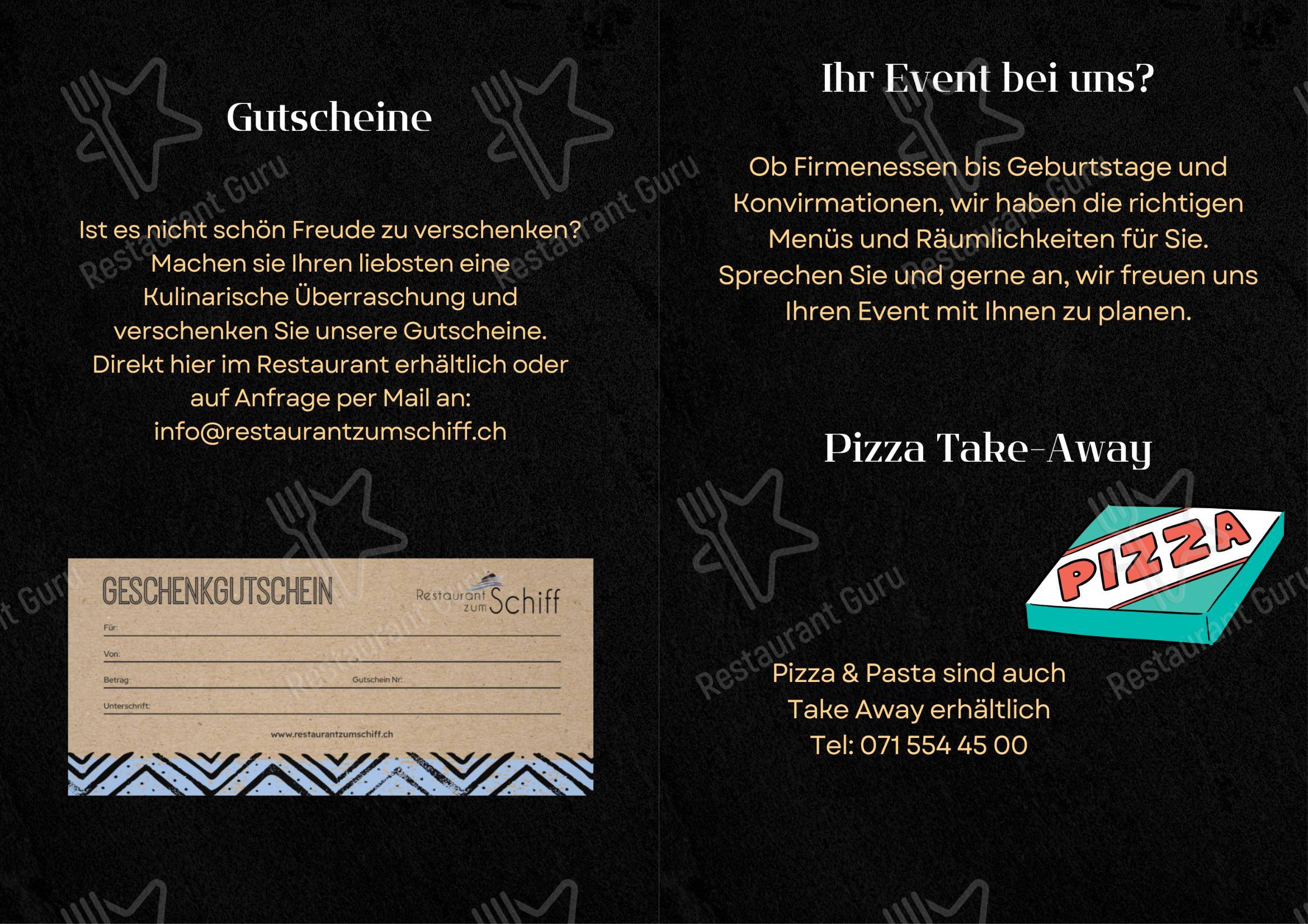 Restaurant Pizzeria zum Schiff in Berlingen - Menu bar