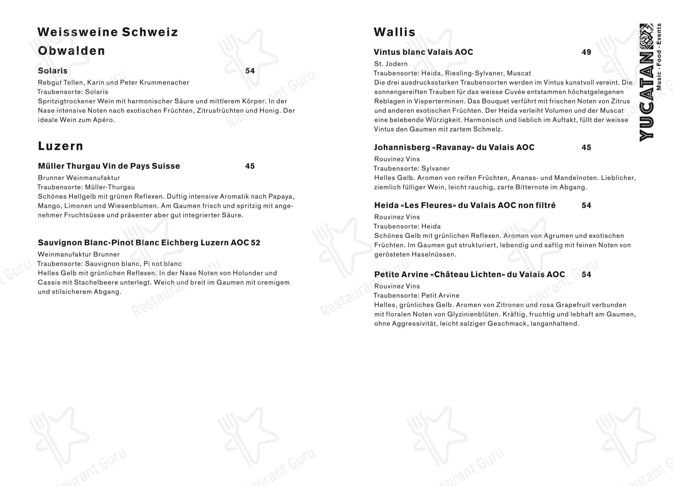 Menu per Yucatan Kitchen&Bar in Engelberg